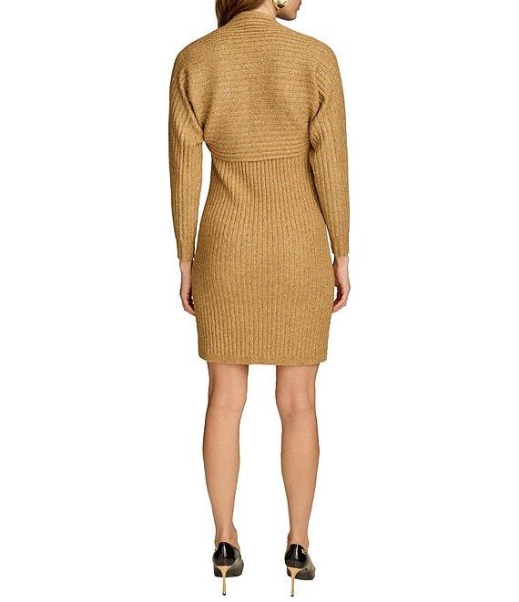 Donna Karan Sequin Yarn Crew Neck Long Sleeve 2 Piece Jacket Dress Product Image