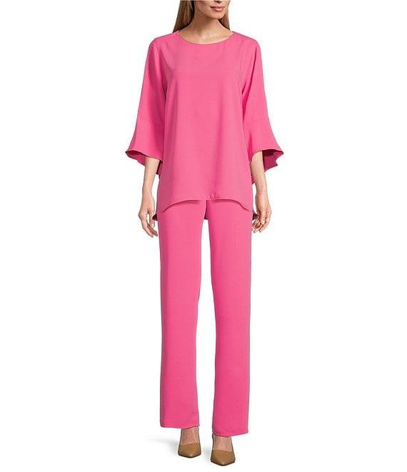 Caroline Rose Matte Crepe Pull-On Straight Leg Pants Product Image
