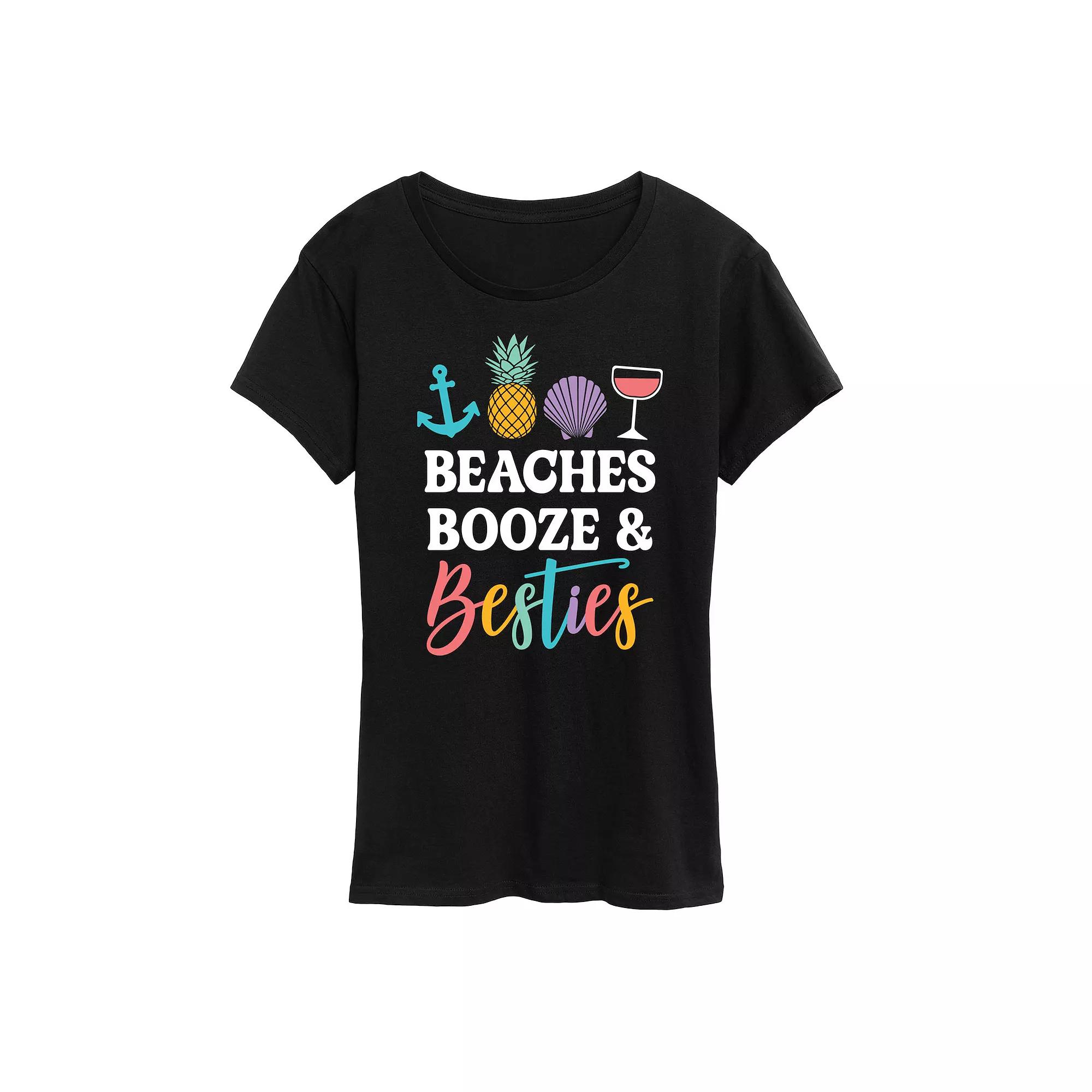Women's Beaches Booze And Besties Graphic Tee,  Product Image