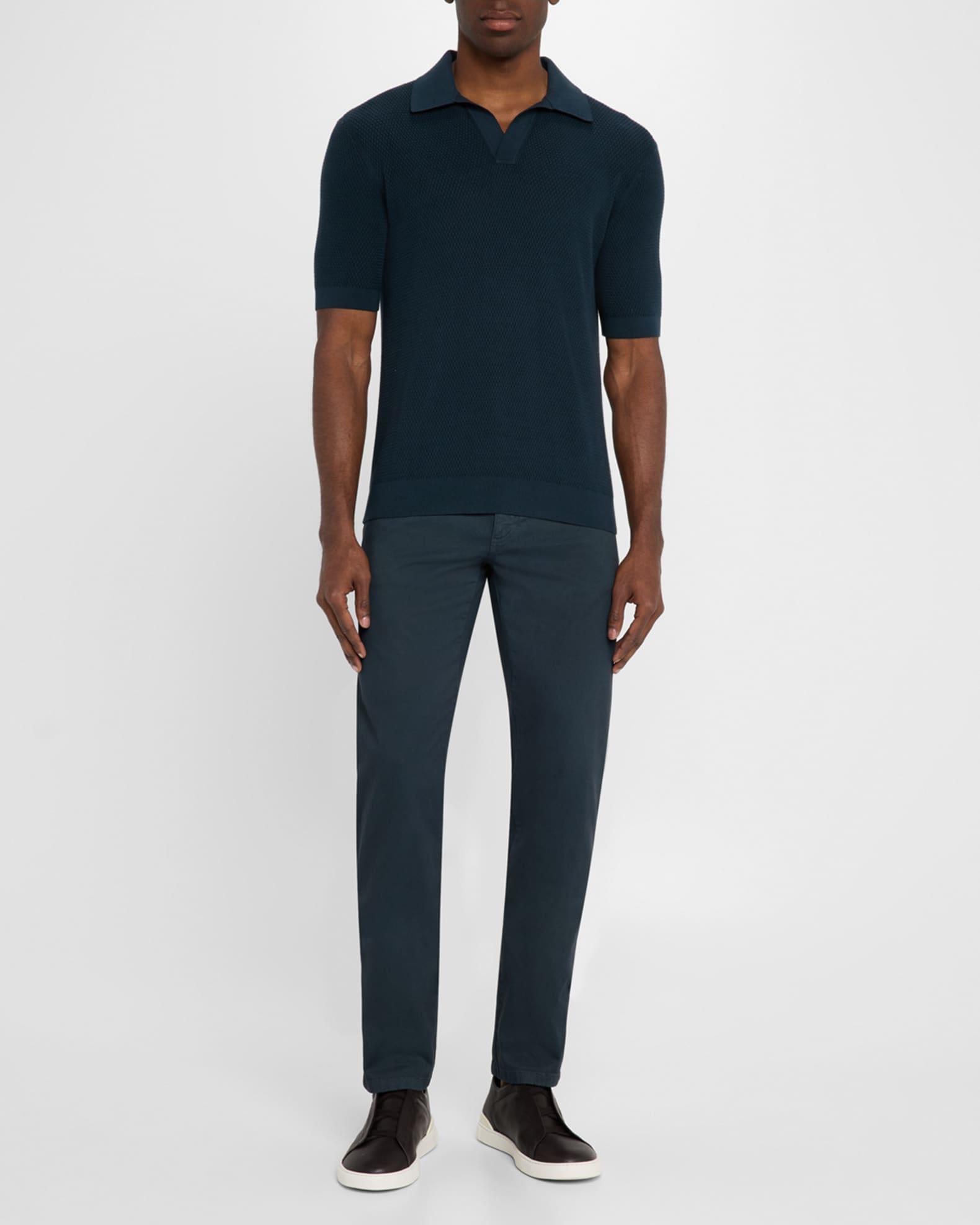 Men's Cotton Textured Johnny-Collar Polo Sweater Product Image