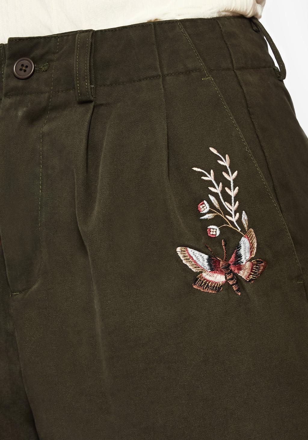 Copia Cotton Embroidered Tapered Tailored Trousers Product Image