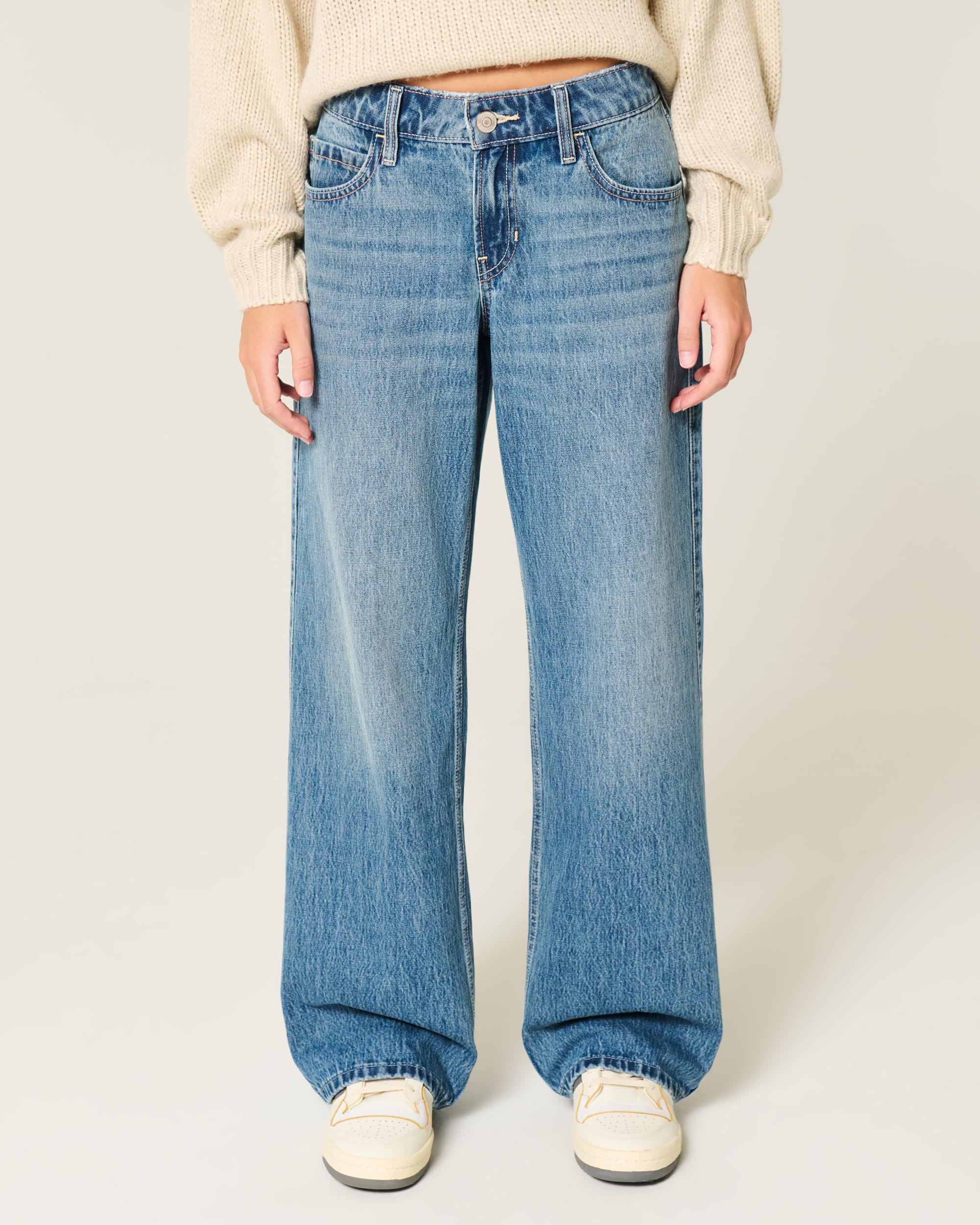Low-Rise Medium Wash Baggy Jeans Product Image
