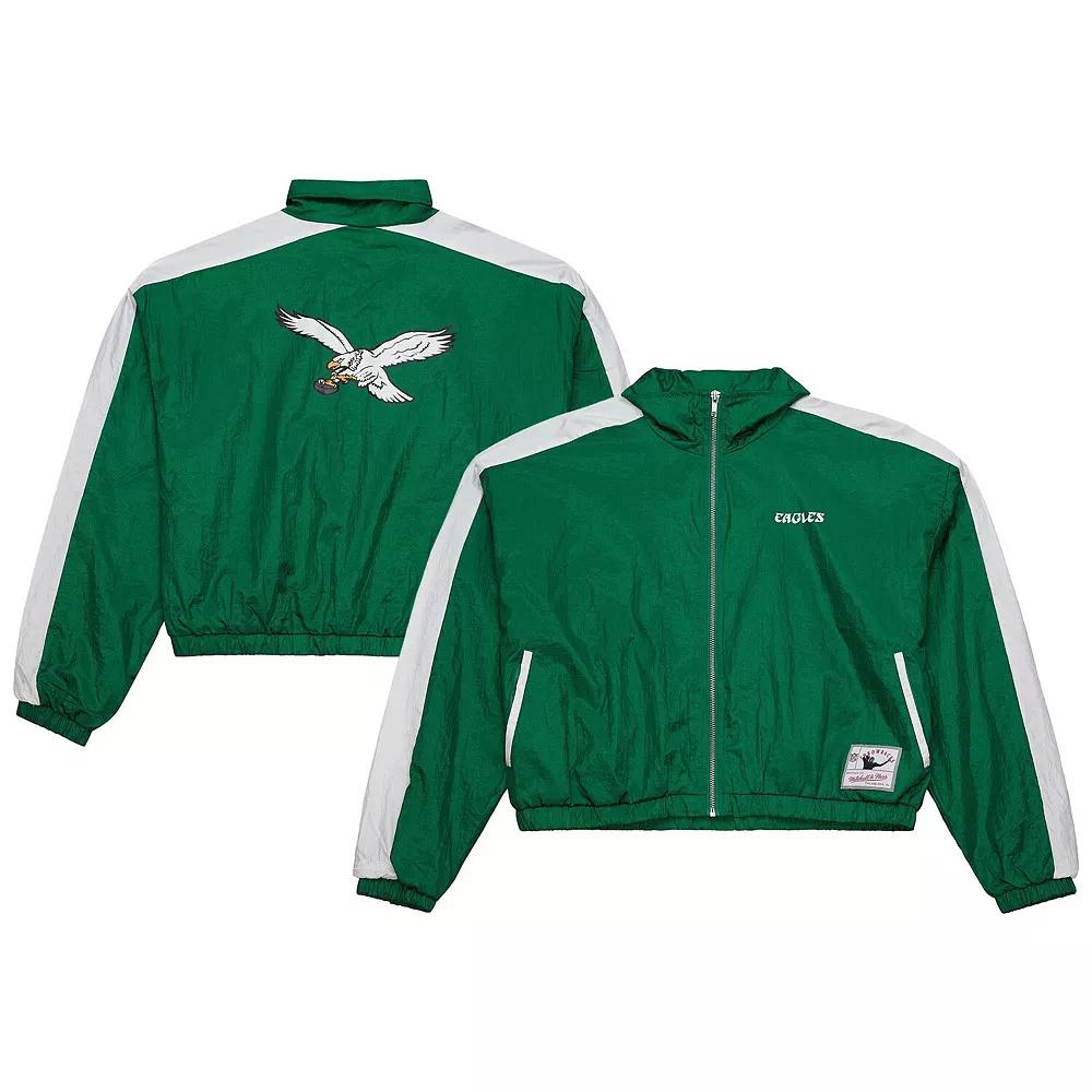 Women's Mitchell & Ness Midnight Green Philadelphia Eagles Nylon Cropped Full-Zip Jacket, Size: 2XL Product Image