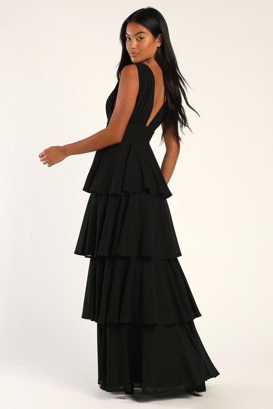 Amazing Evening Black Tiered Maxi Dress Product Image