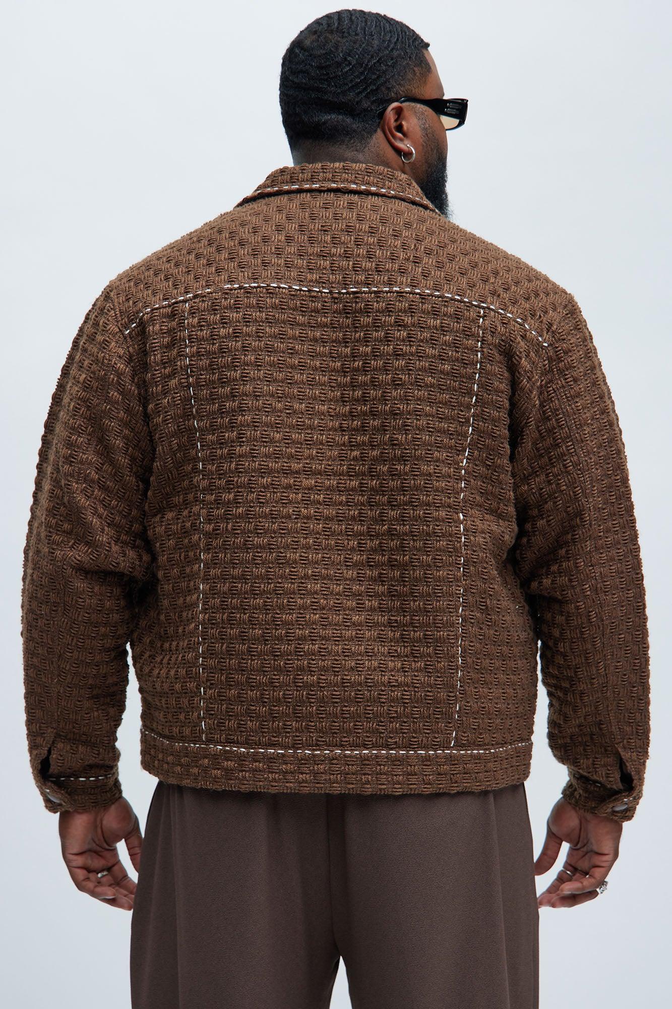 Beverly Tweed Contrasting Stitch Trucker Jacket - Brown Product Image