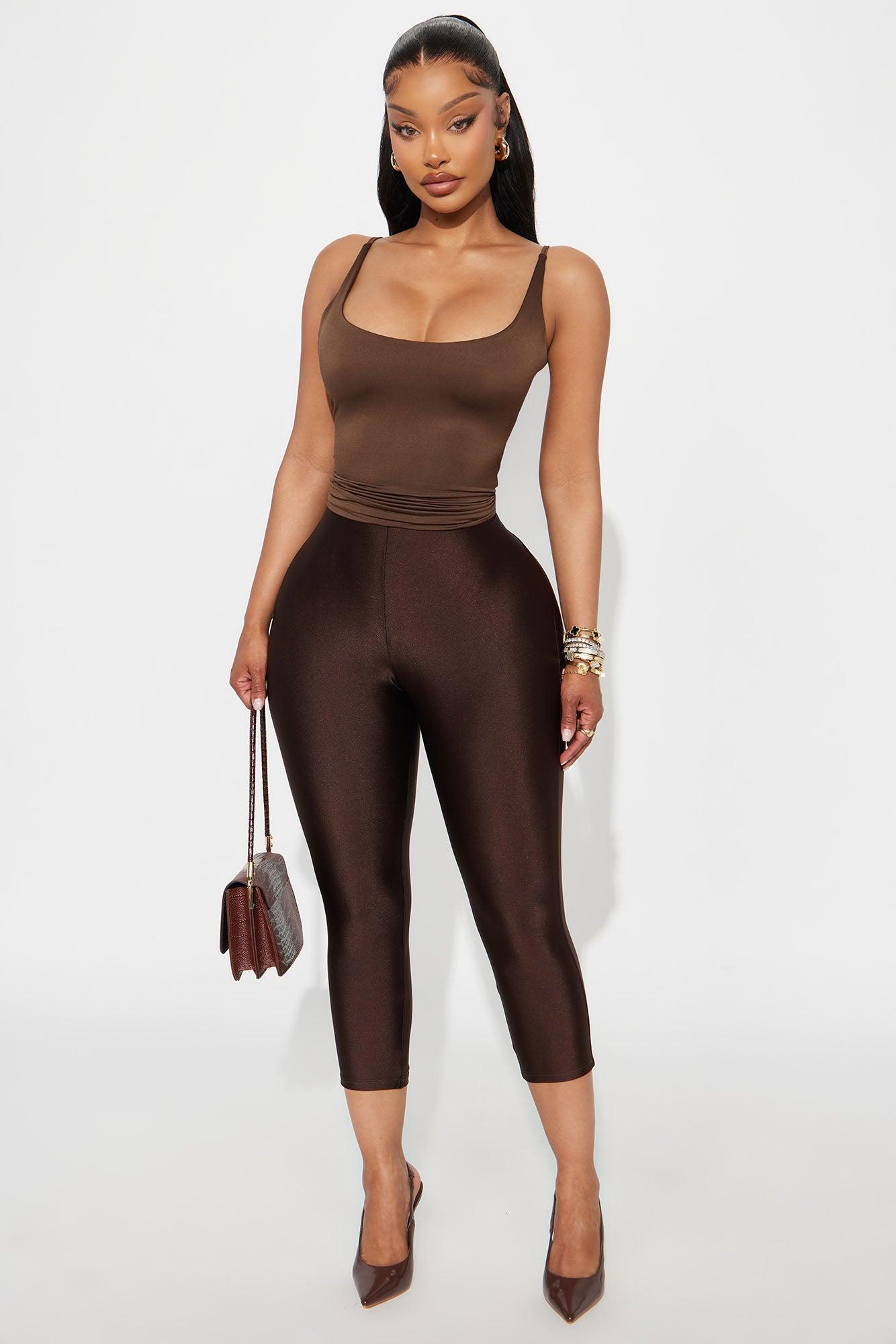 Smooth Double Lined Scoop Neck Cami Top - Brown Female Product Image