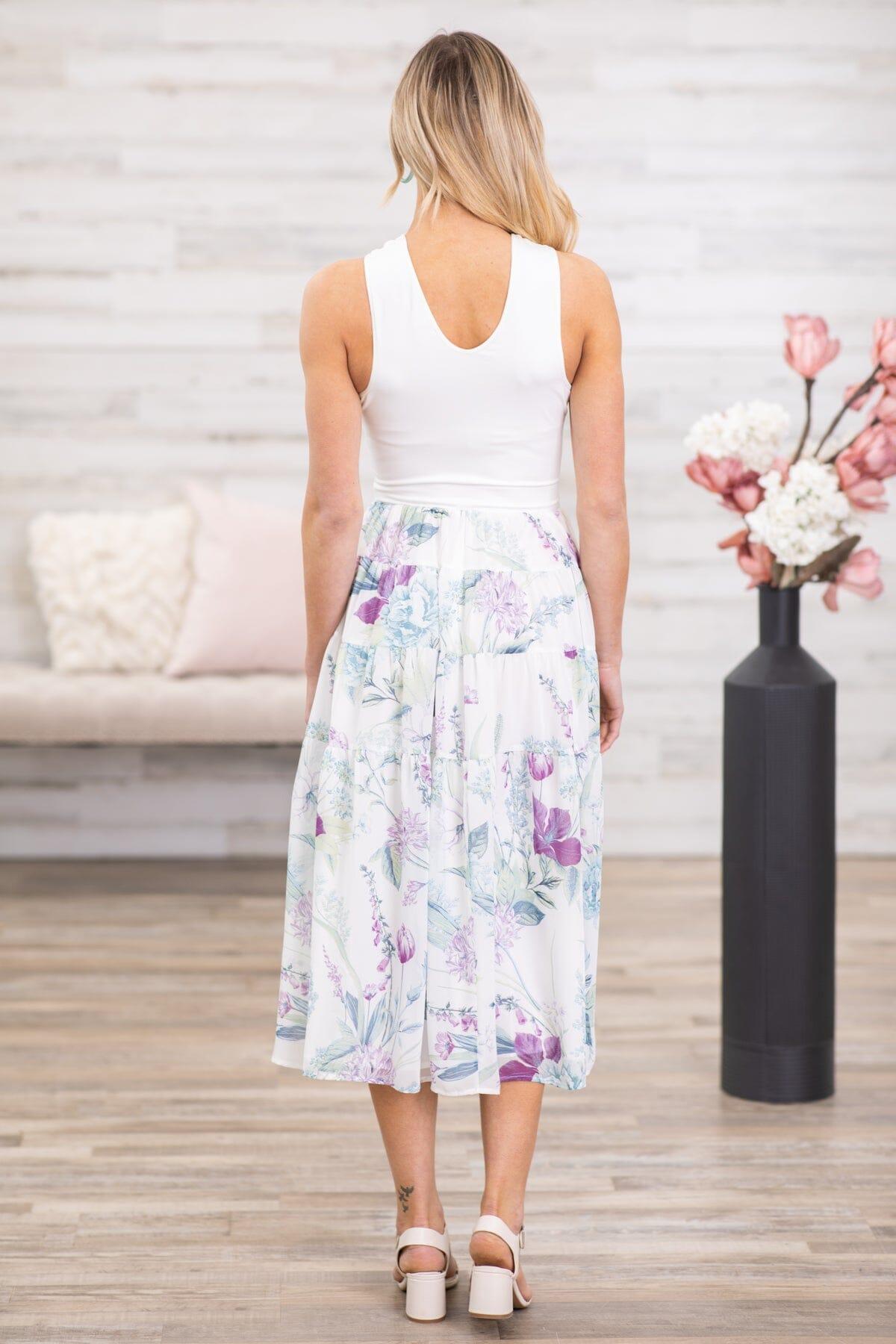 White Multicolor Halter Top Floral Skirt Dress Product Image