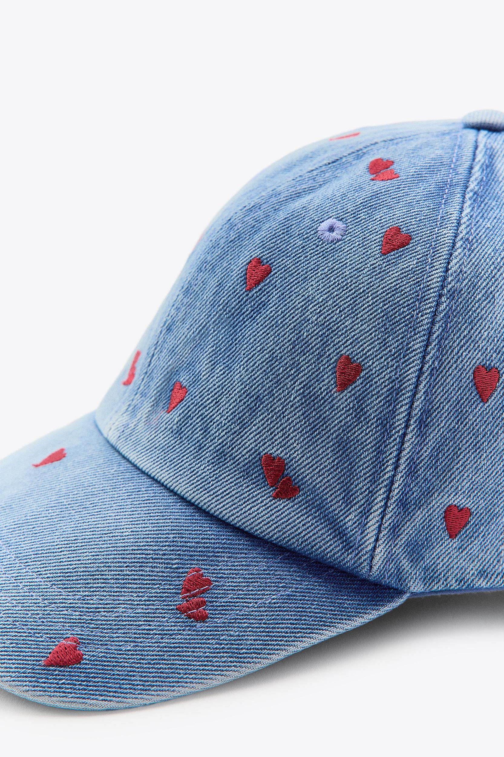 DENIM CAP WITH HEART EMBROIDERY Product Image