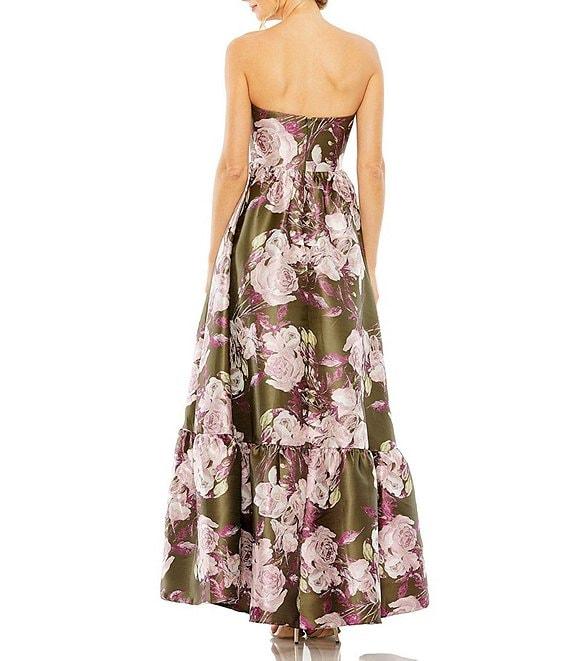 Mac Duggal Strapless Bottom Ruffle Floral Gown Product Image