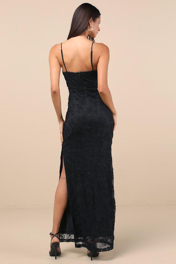 Joni Black 3D Applique Lace Maxi Dress Product Image