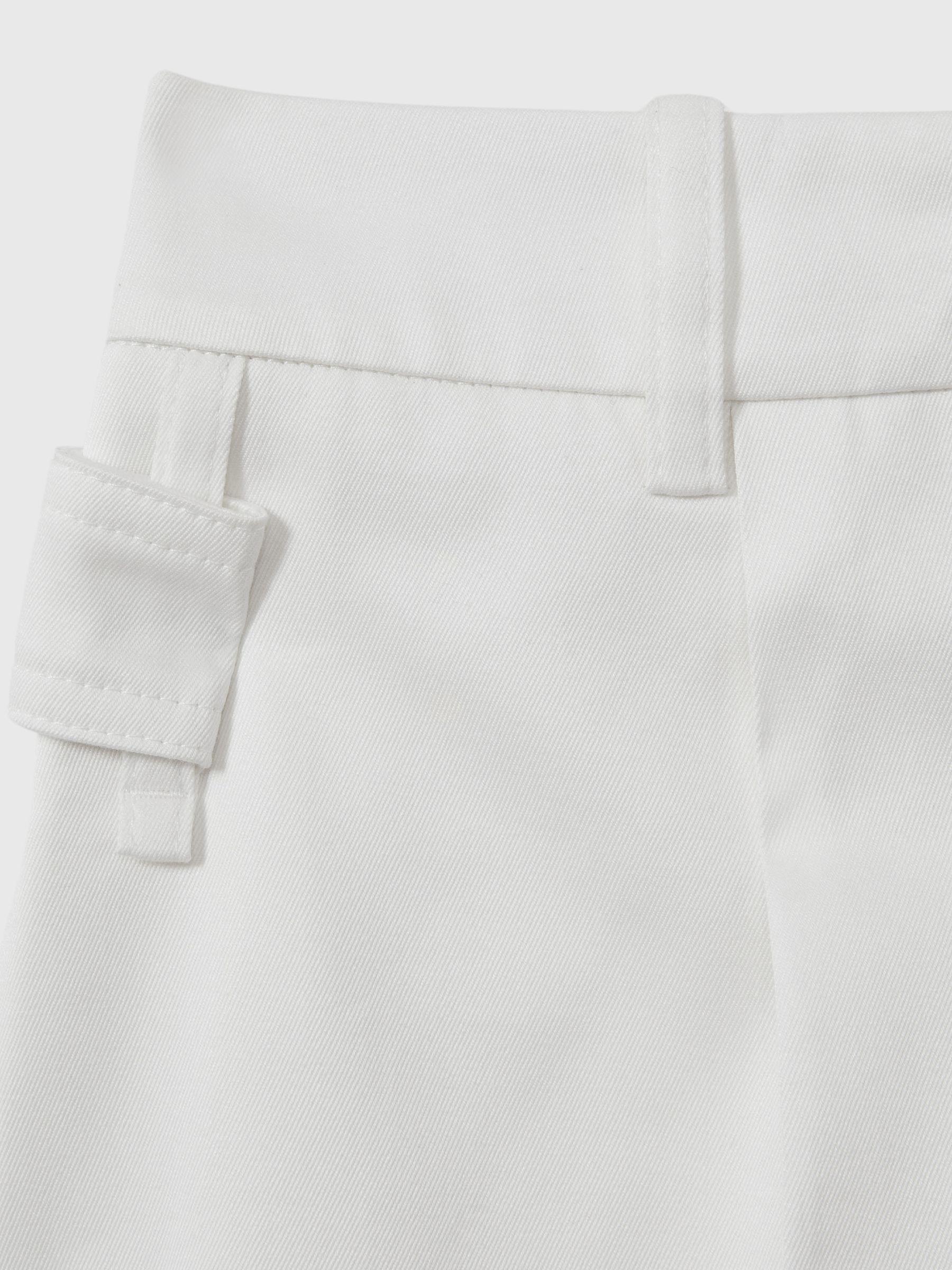 Cotton Wide Leg Suit Trousers in White Product Image