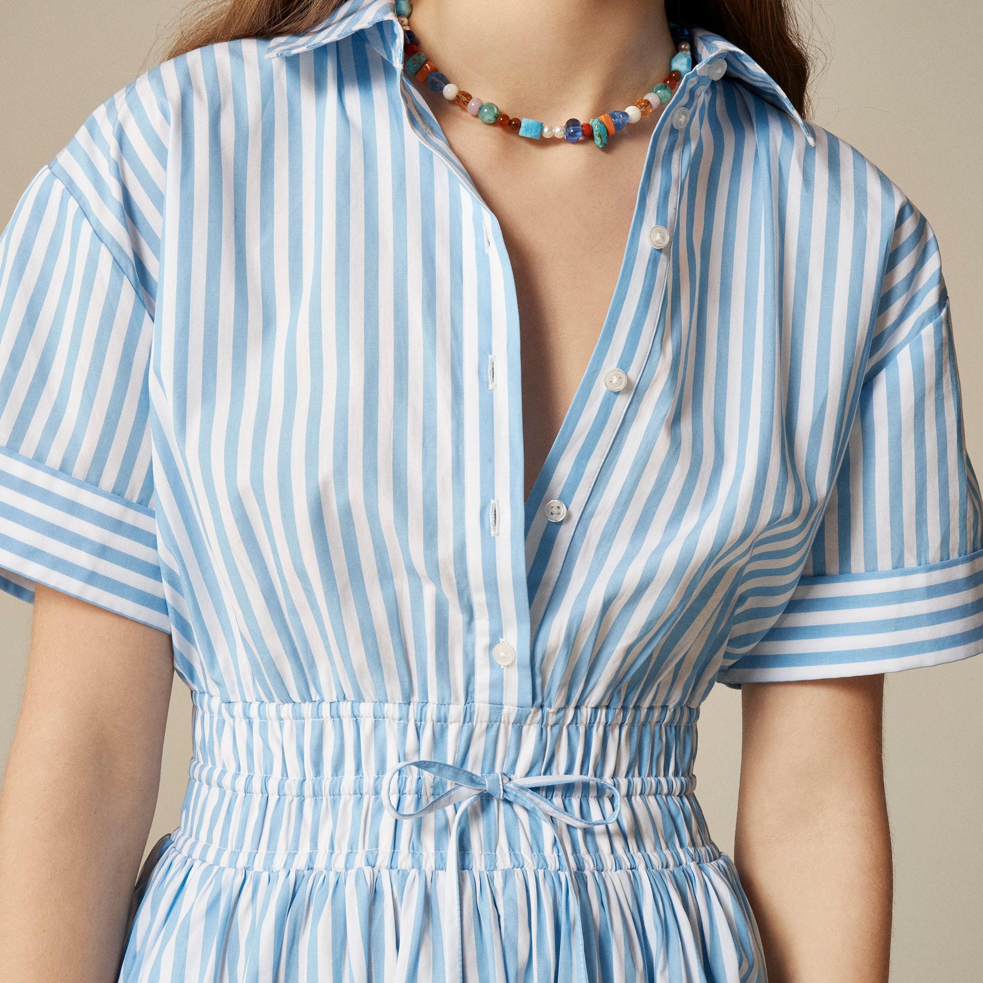 Elena mini shirt-dress in striped cotton poplin Product Image