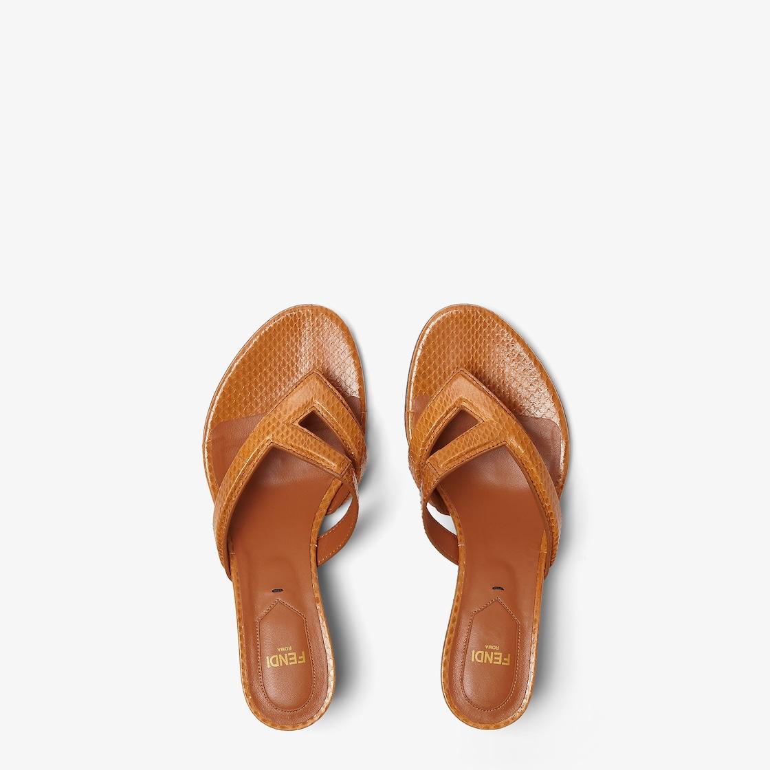 Fendi FlingLight brown ayers medium-heeled thong sandals Product Image