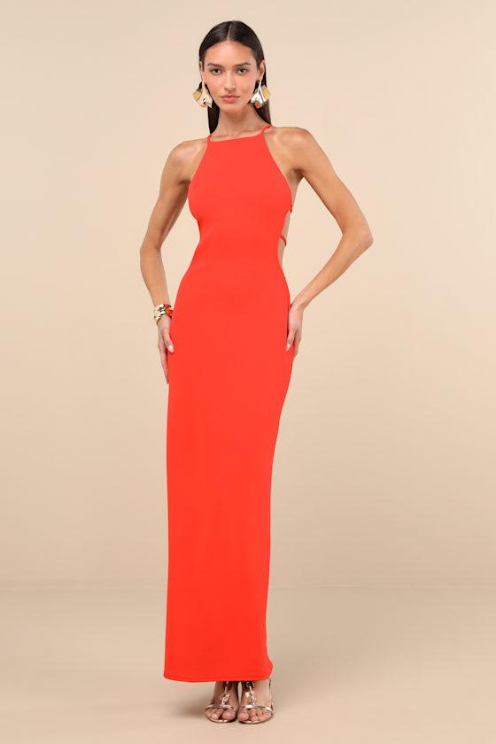 Annina Orange Cutout Column Maxi Dress Product Image