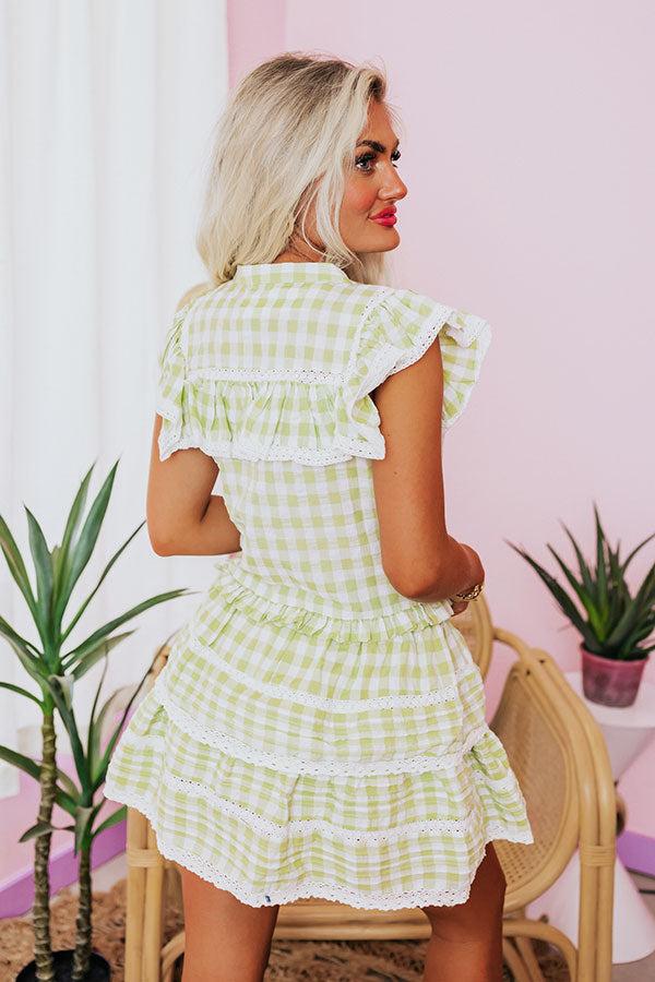 Downright Delightful Gingham Top In Lime Product Image