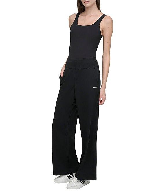 DKNY by Donna Karan Metallic Bubble Logo Wide Leg Pull-On Pants Product Image