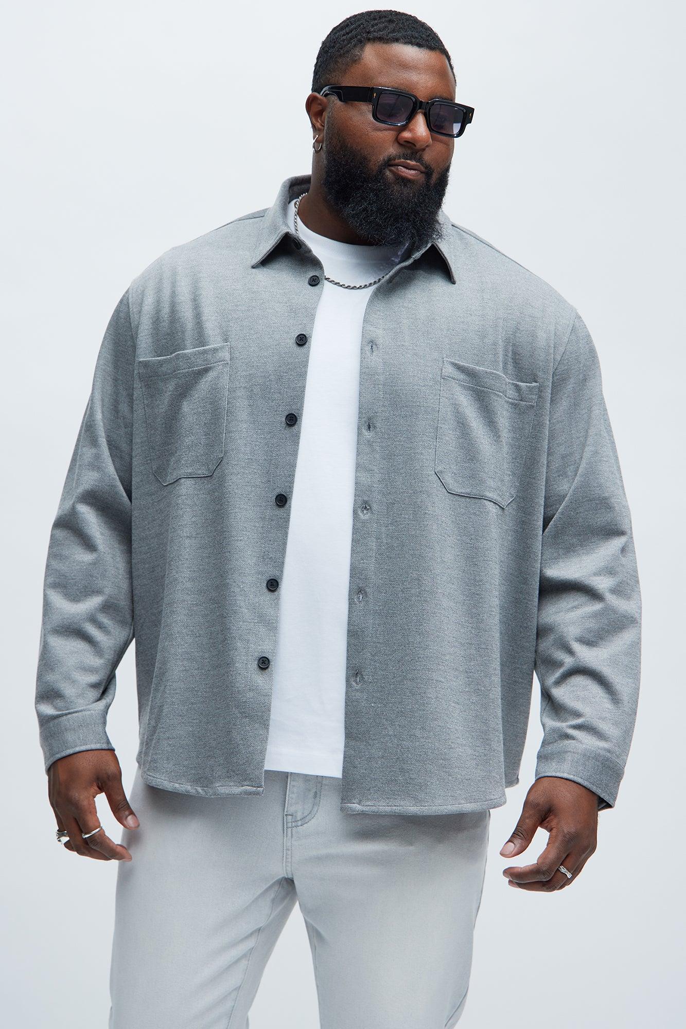 Langley Knit Button Up Shirt - Grey Product Image