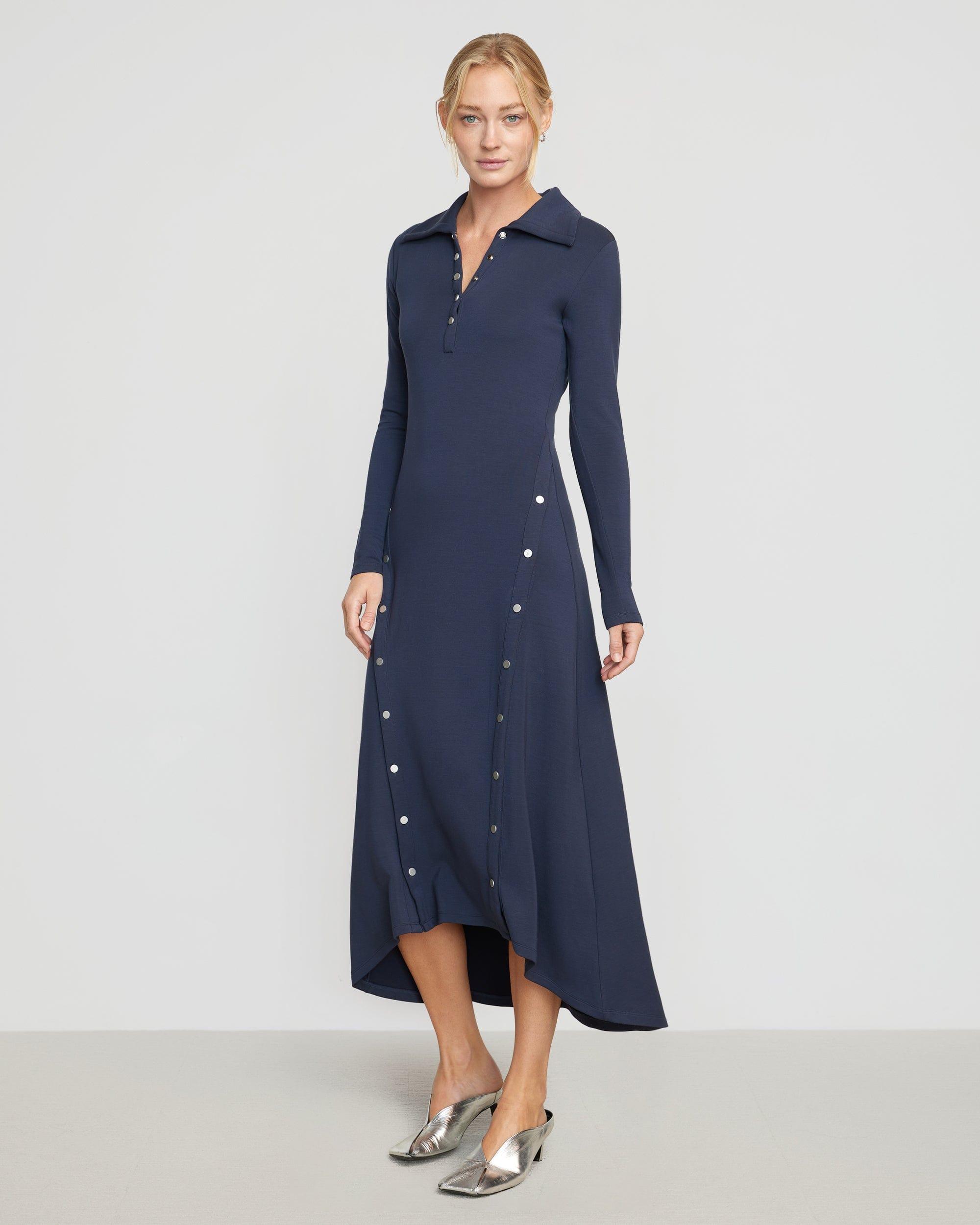 Shawna Button-Accent Collared Dress Product Image
