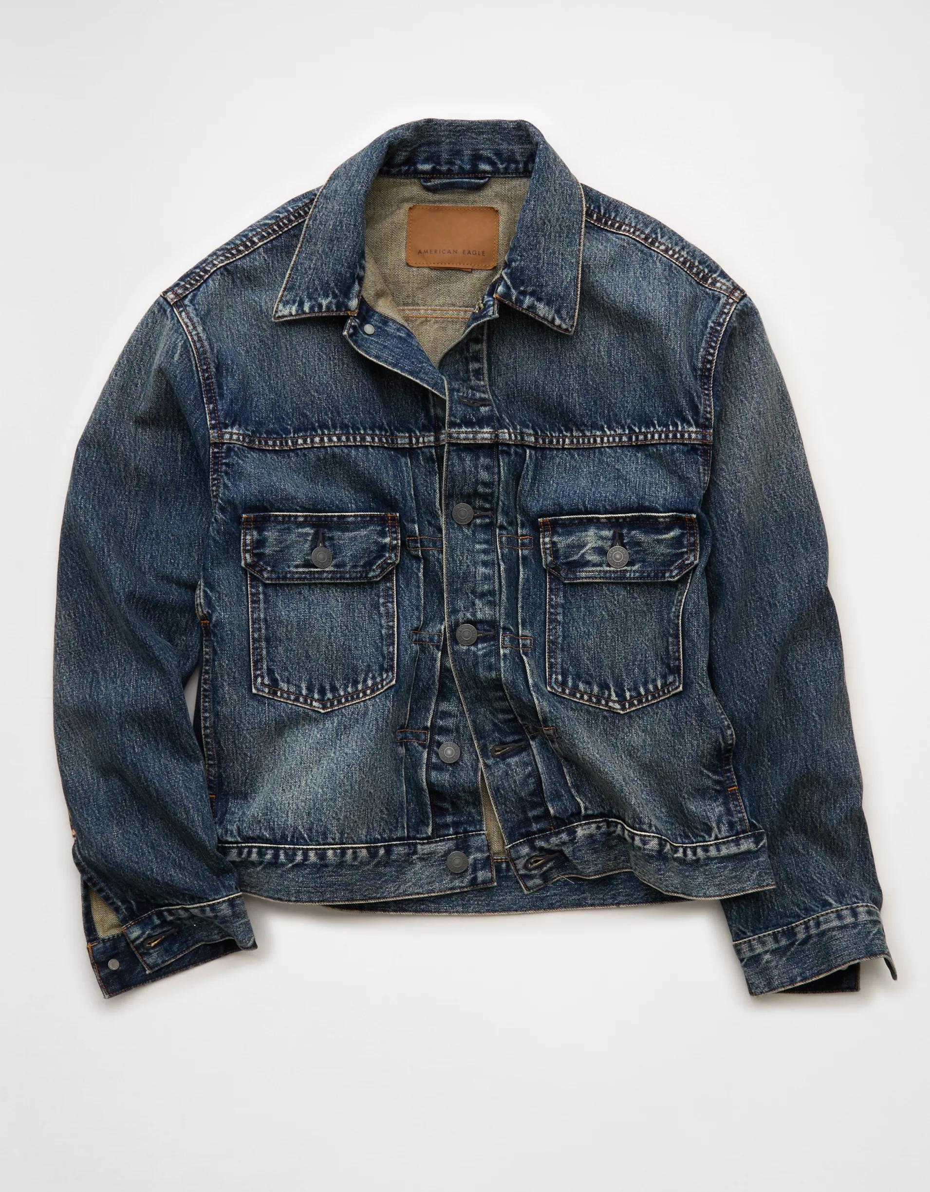 AE Boxy Denim Trucker Jacket Product Image