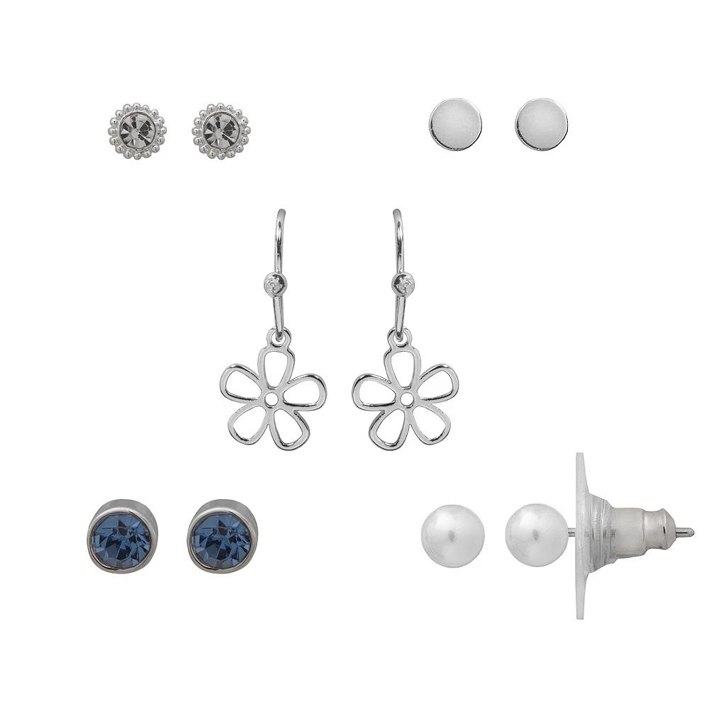 LC Lauren Conrad 5-Piece Multi Stud Earring Set, Women's, Blue Product Image
