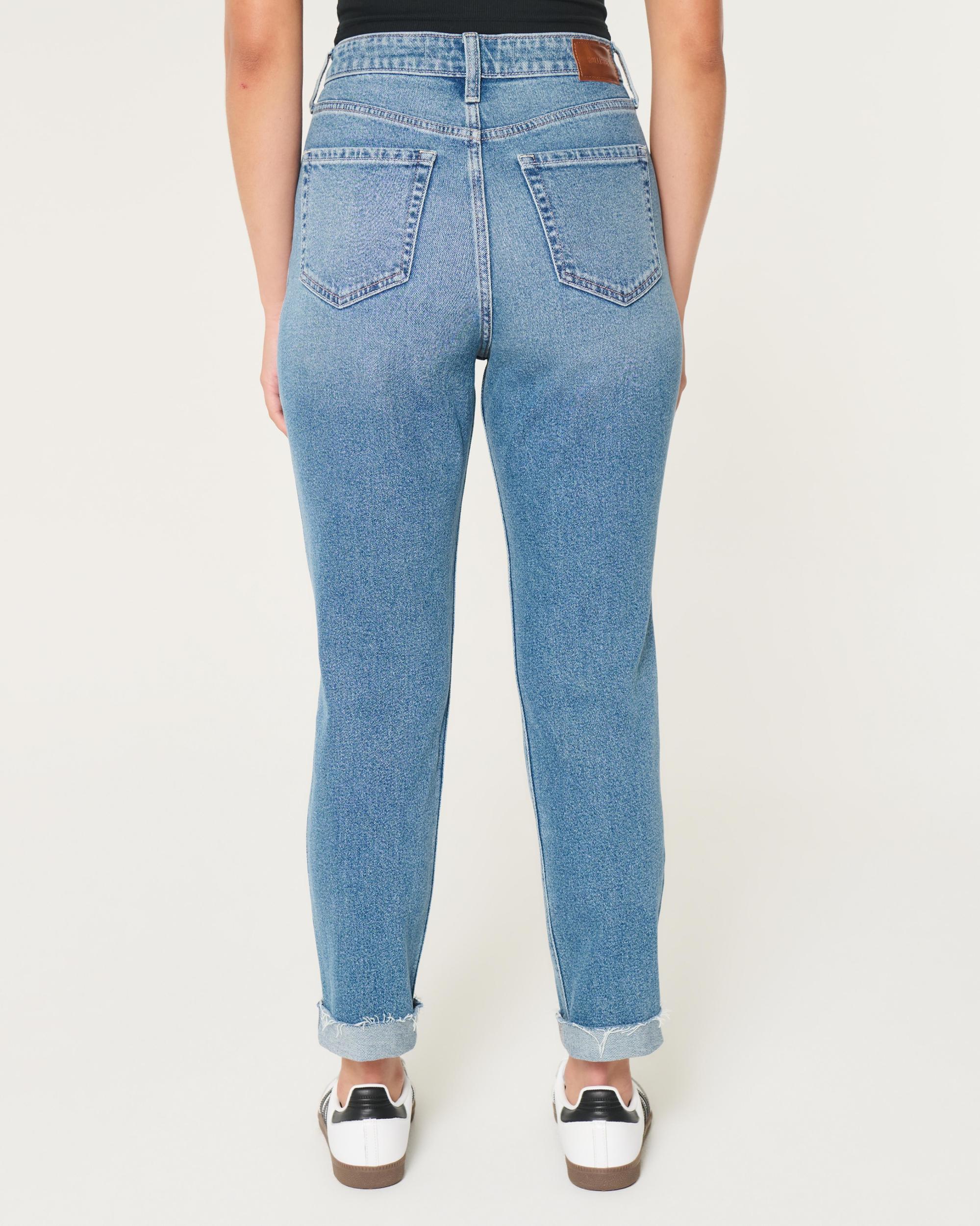 Curvy Ultra High-Rise Ripped Medium Wash Mom Jeans Product Image
