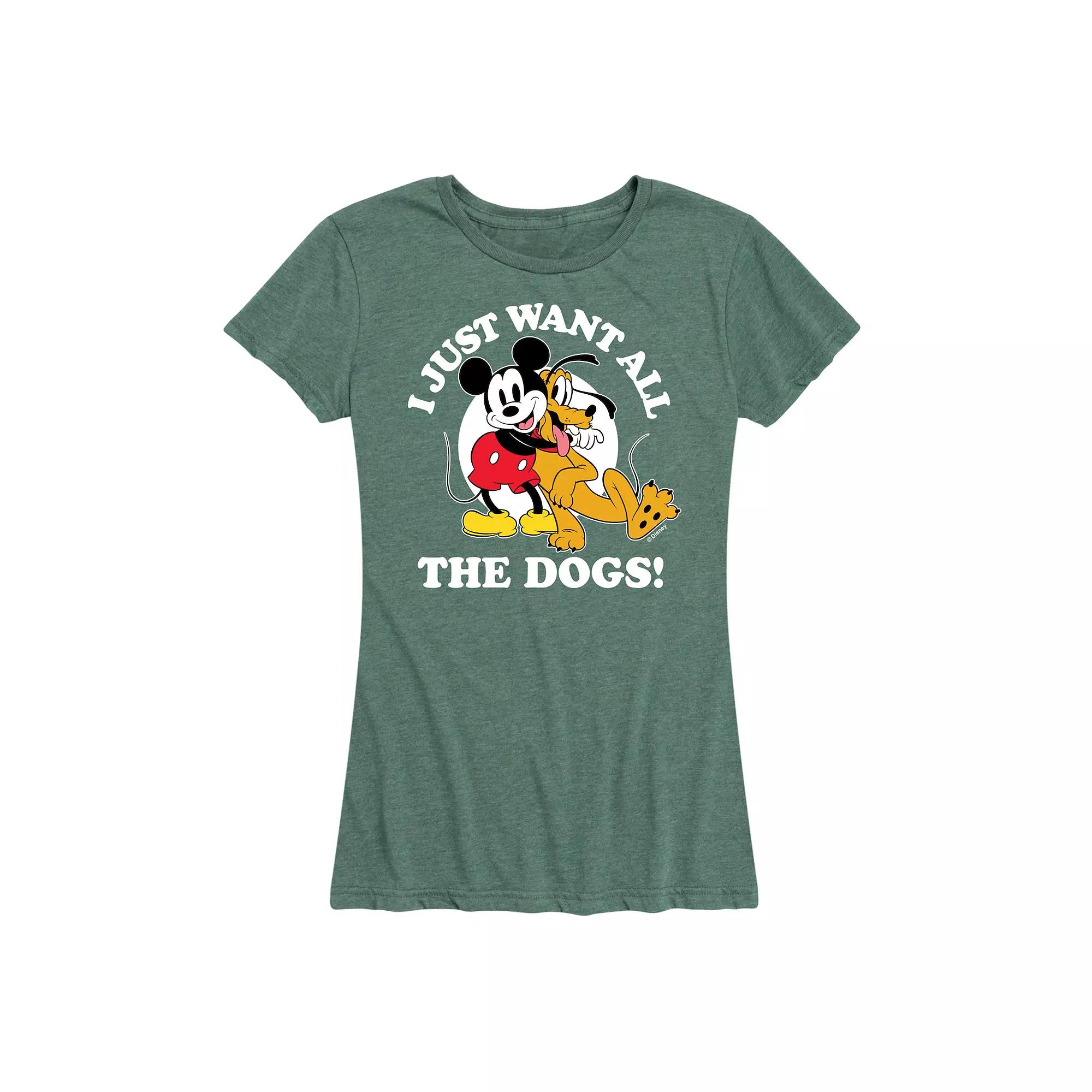 Disney's Mickey Mouse & Pluto Women's Just Want All Dogs Graphic Tee,  Product Image