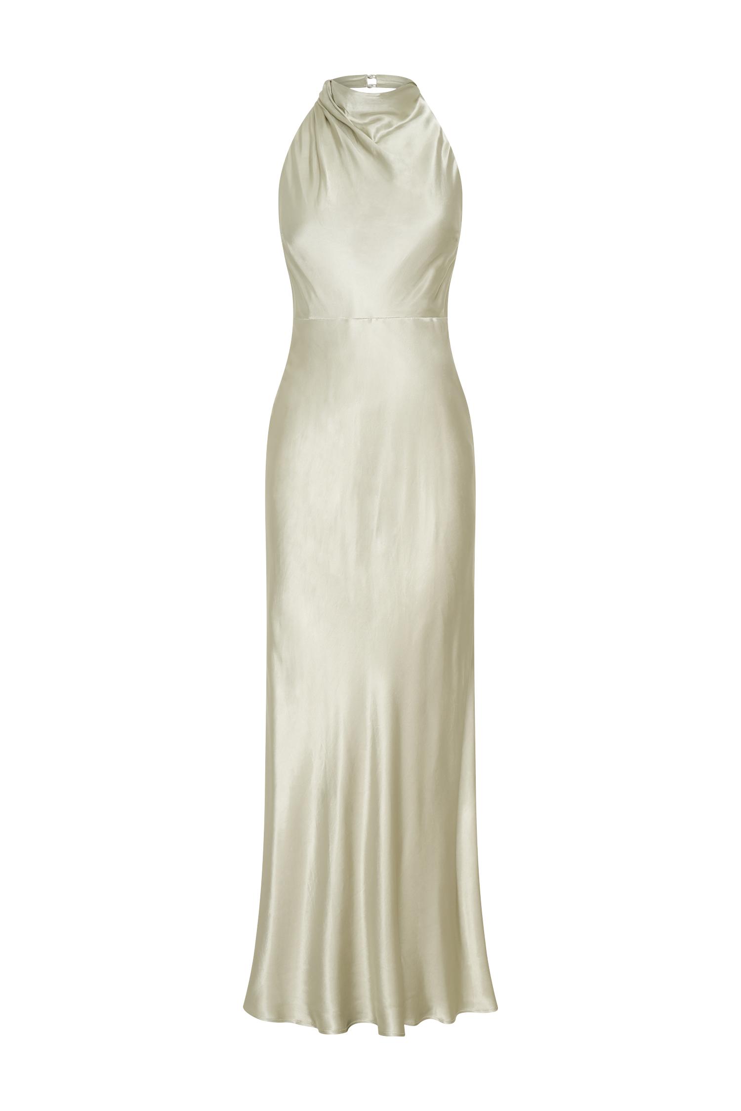 Esther Iridescent Satin Cowl Maxi Dress - Sage Product Image