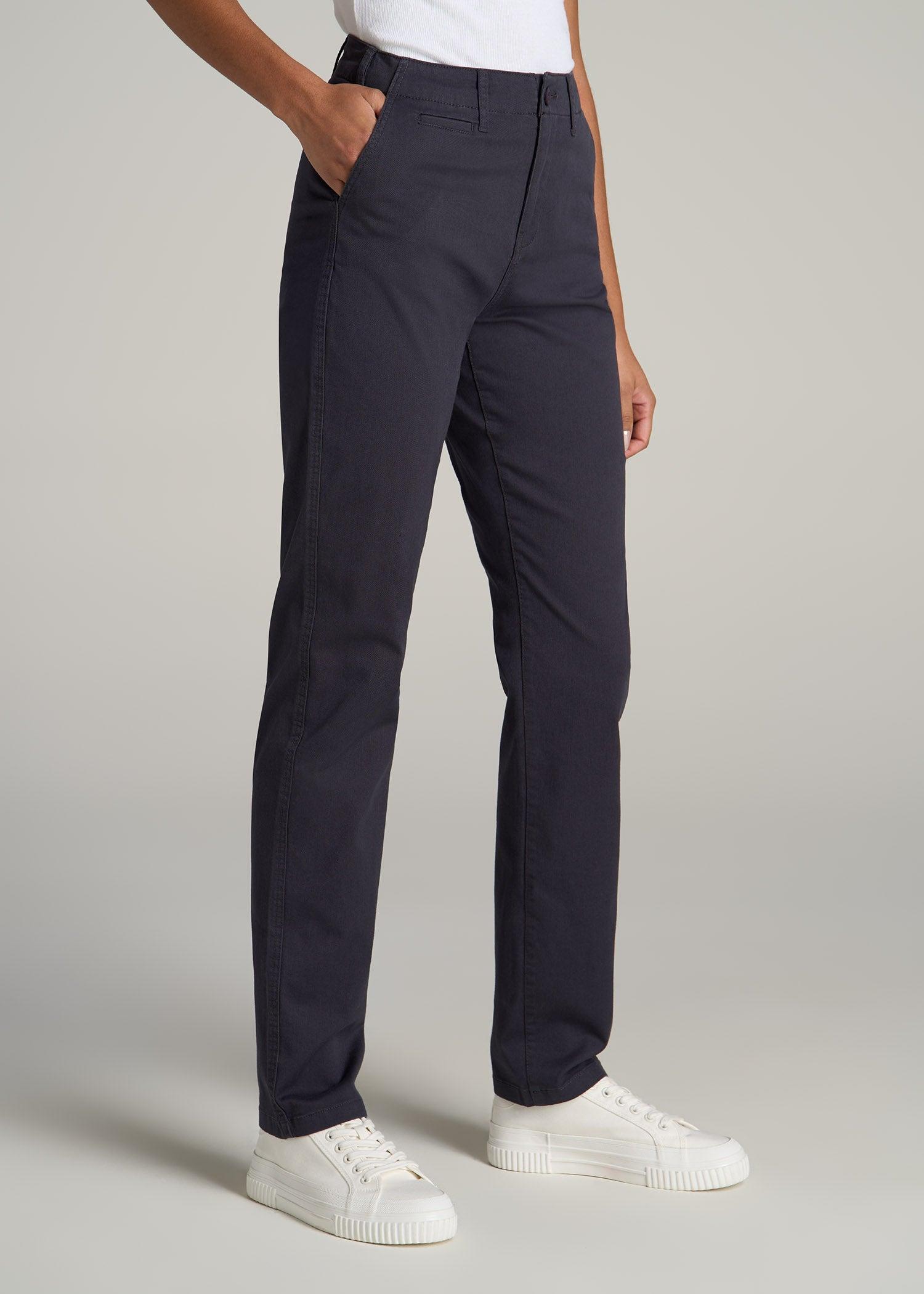 High Rise Tapered Chino Pants for Tall Women in Washed Black Female Product Image
