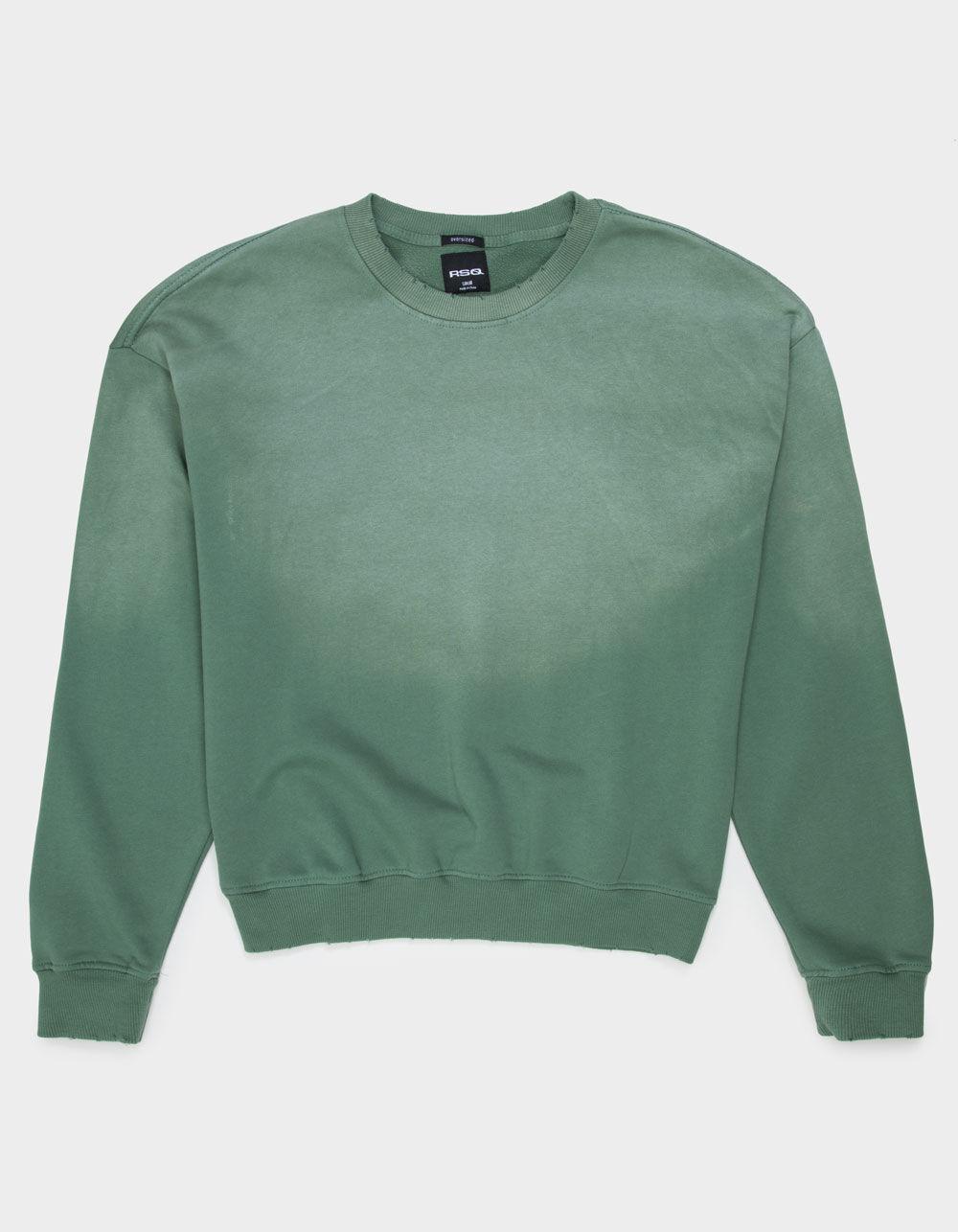 RSQ Mens Oversized Faded Crewneck Sweatshirt - GREEN Product Image