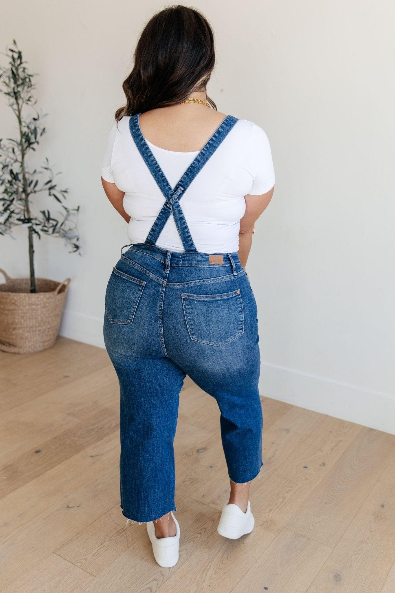 Priscilla High Rise Crop Wide Leg Denim Overalls (Online Exclusive) Product Image