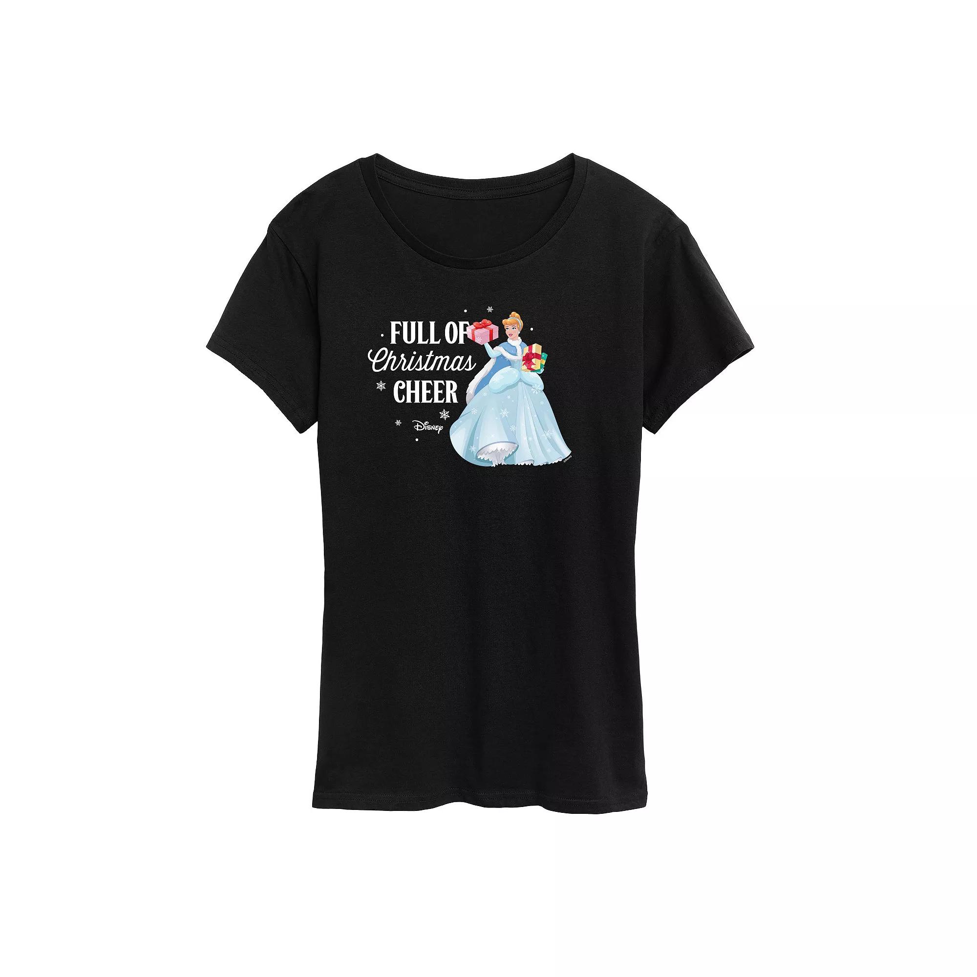 Disney Princess Cinderella Women's "Full Of Christmas Cheer" Graphic Tee, Girl's,  Product Image