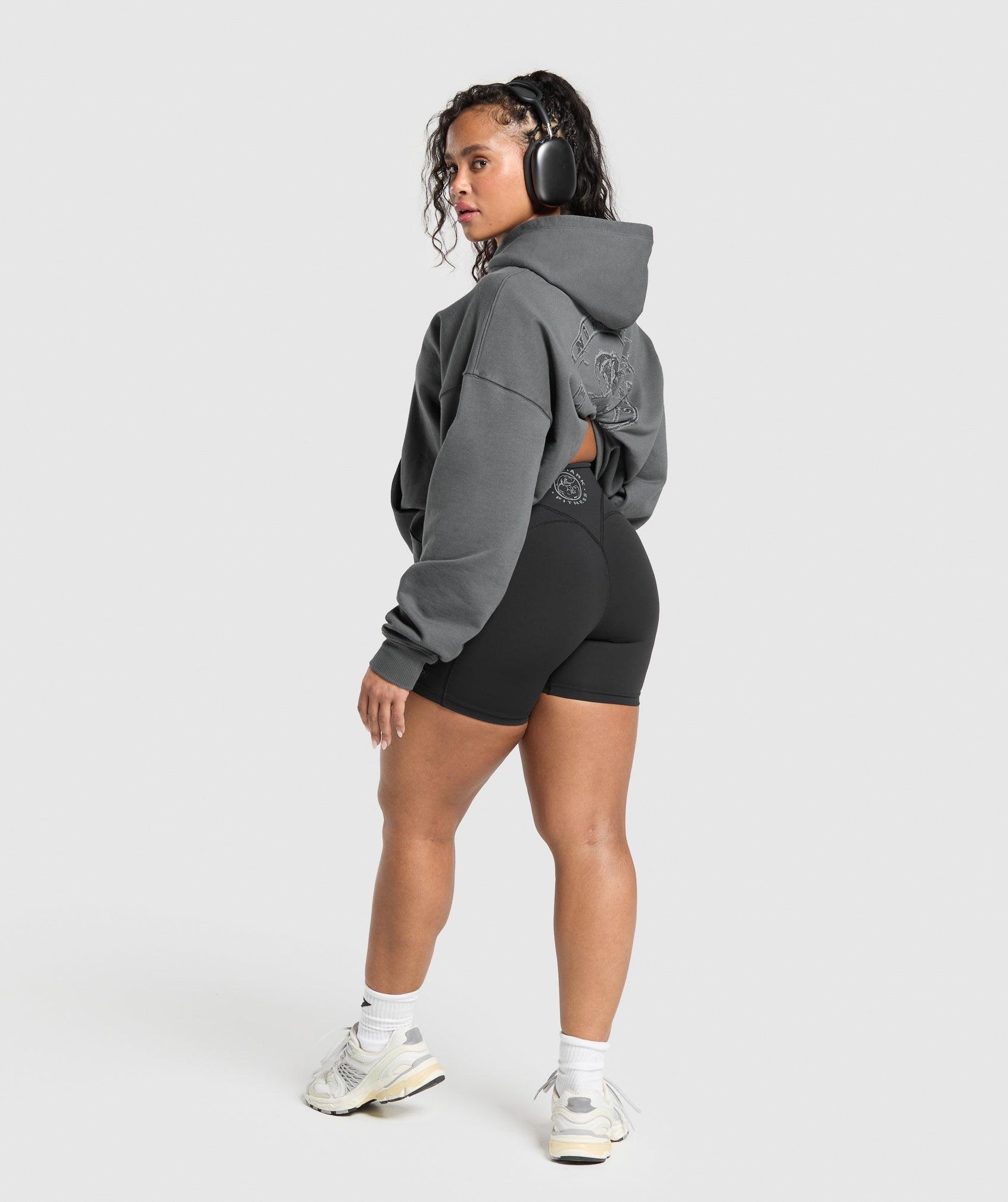 Gymshark Back Gains Graphic Hoodie - Graphite Grey Female Product Image
