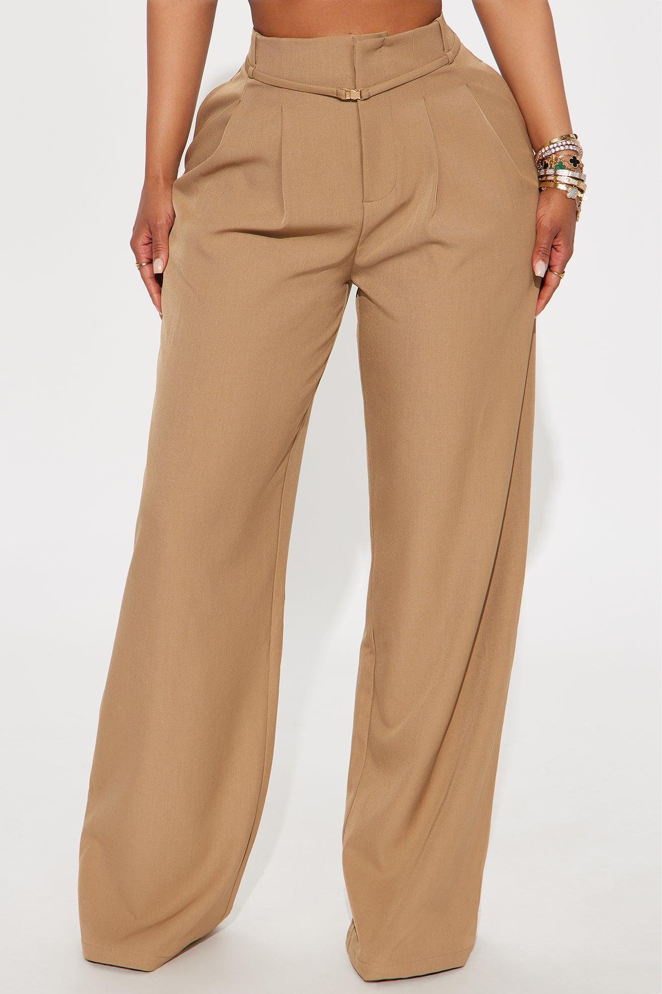 Elevated Position Belted Wide Leg Trouser Pant - Mocha Female Product Image