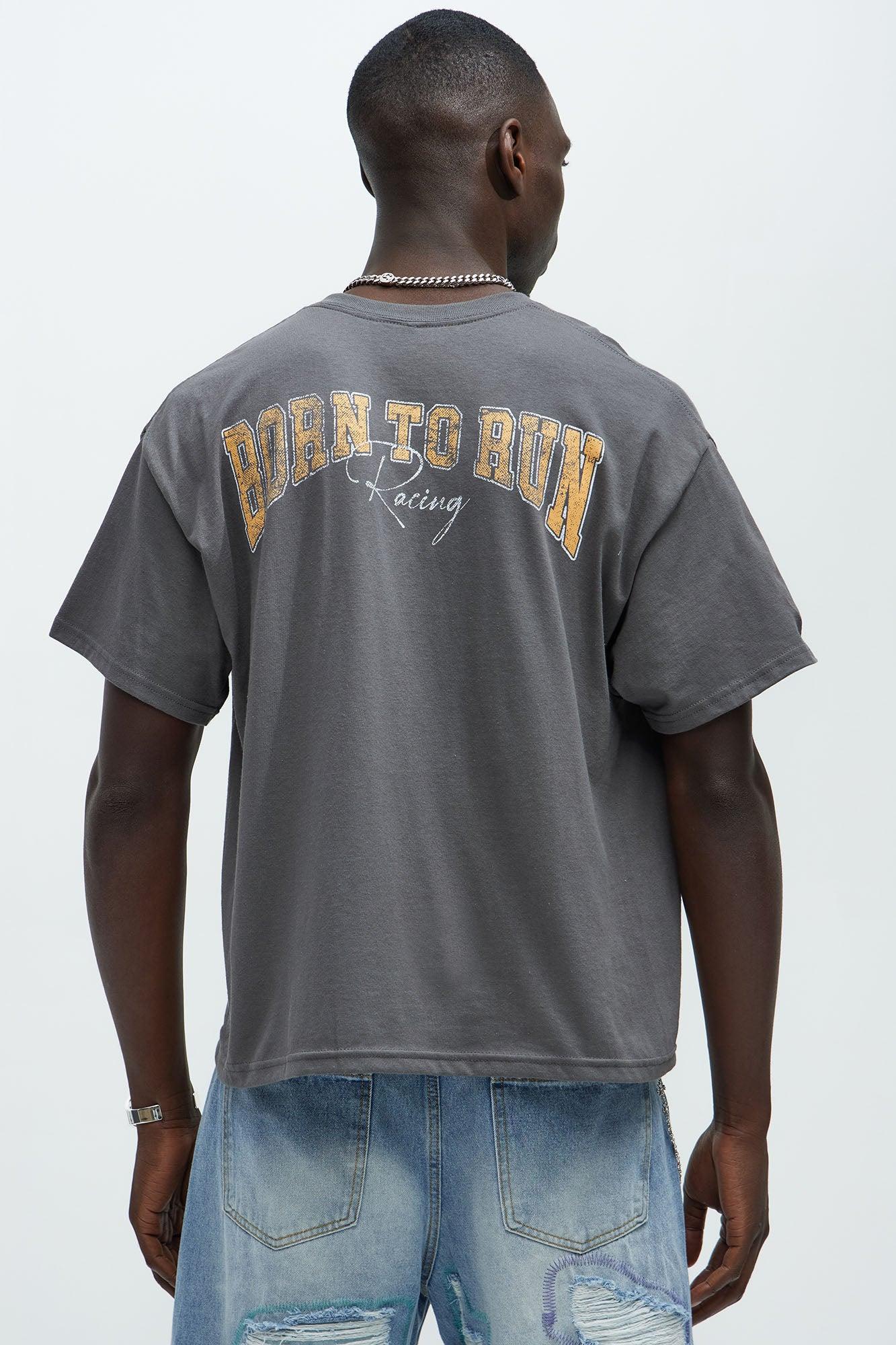 Born To Run Short Sleeve Cropped Tee - Charcoal Product Image
