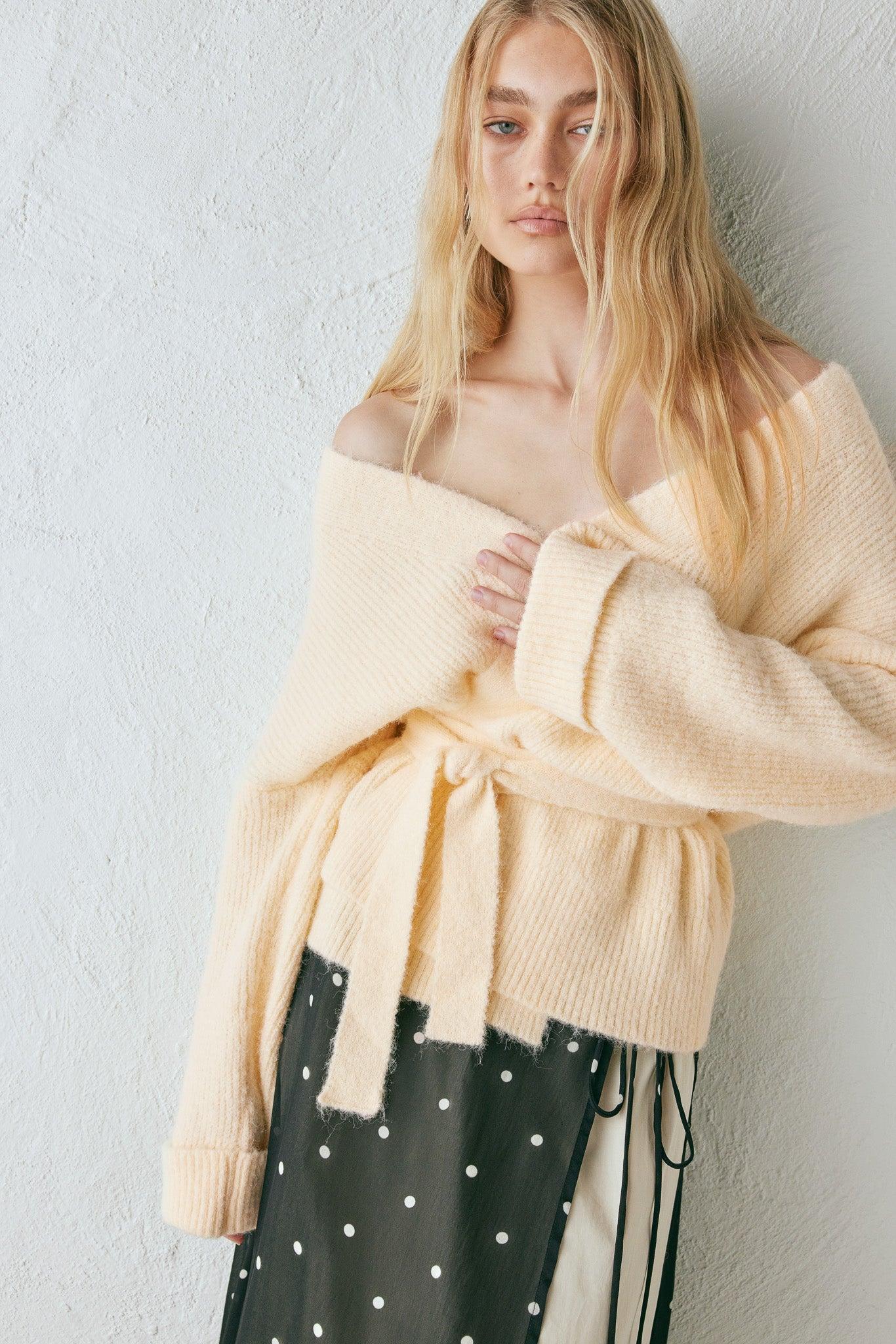 Samira Knit Cardigan Cream Product Image