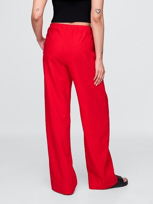 Linen-Blend Easy Wide-Hem Pants Product Image