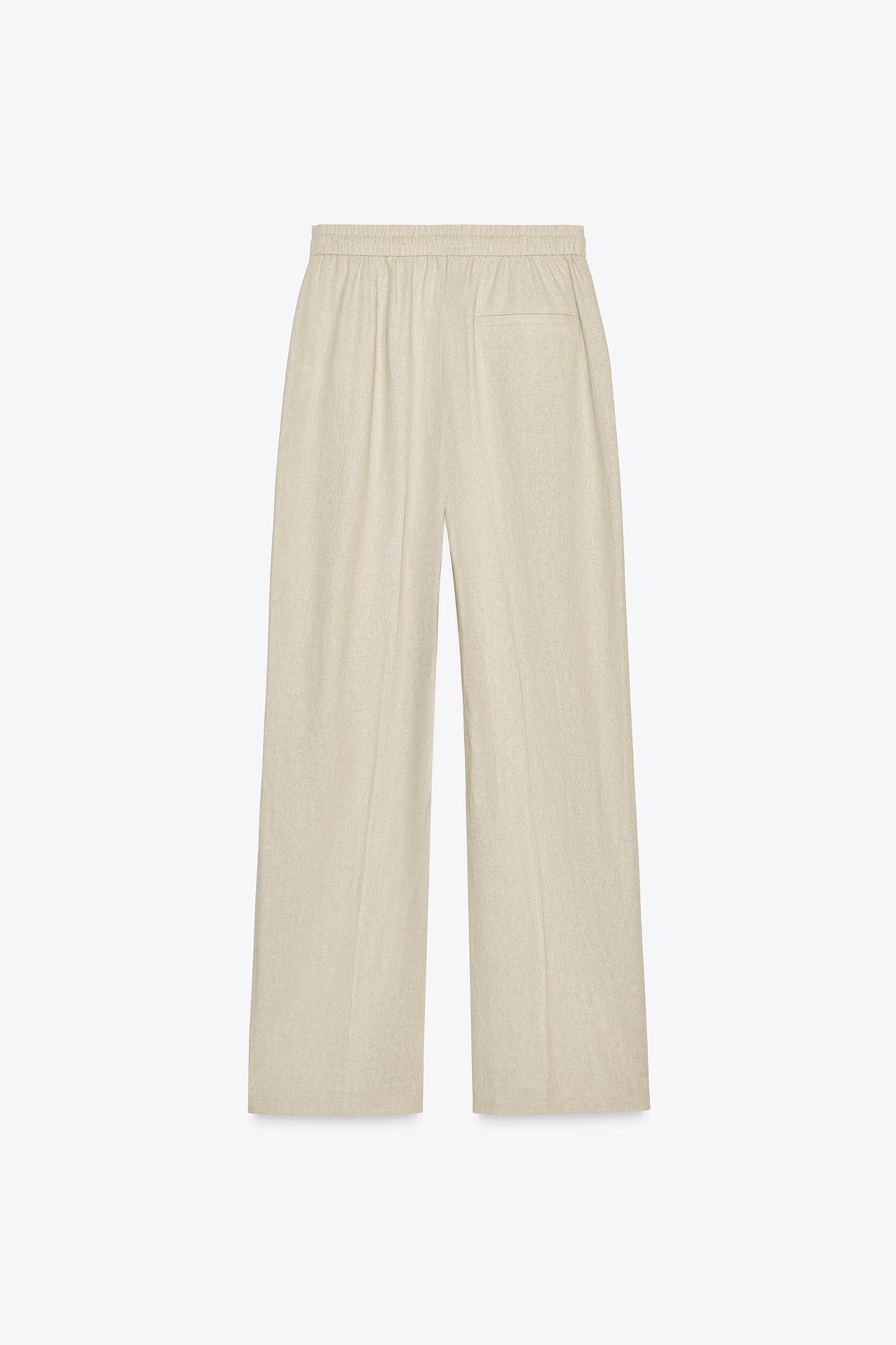 LINEN BLEND STRAIGHT PANTS Product Image