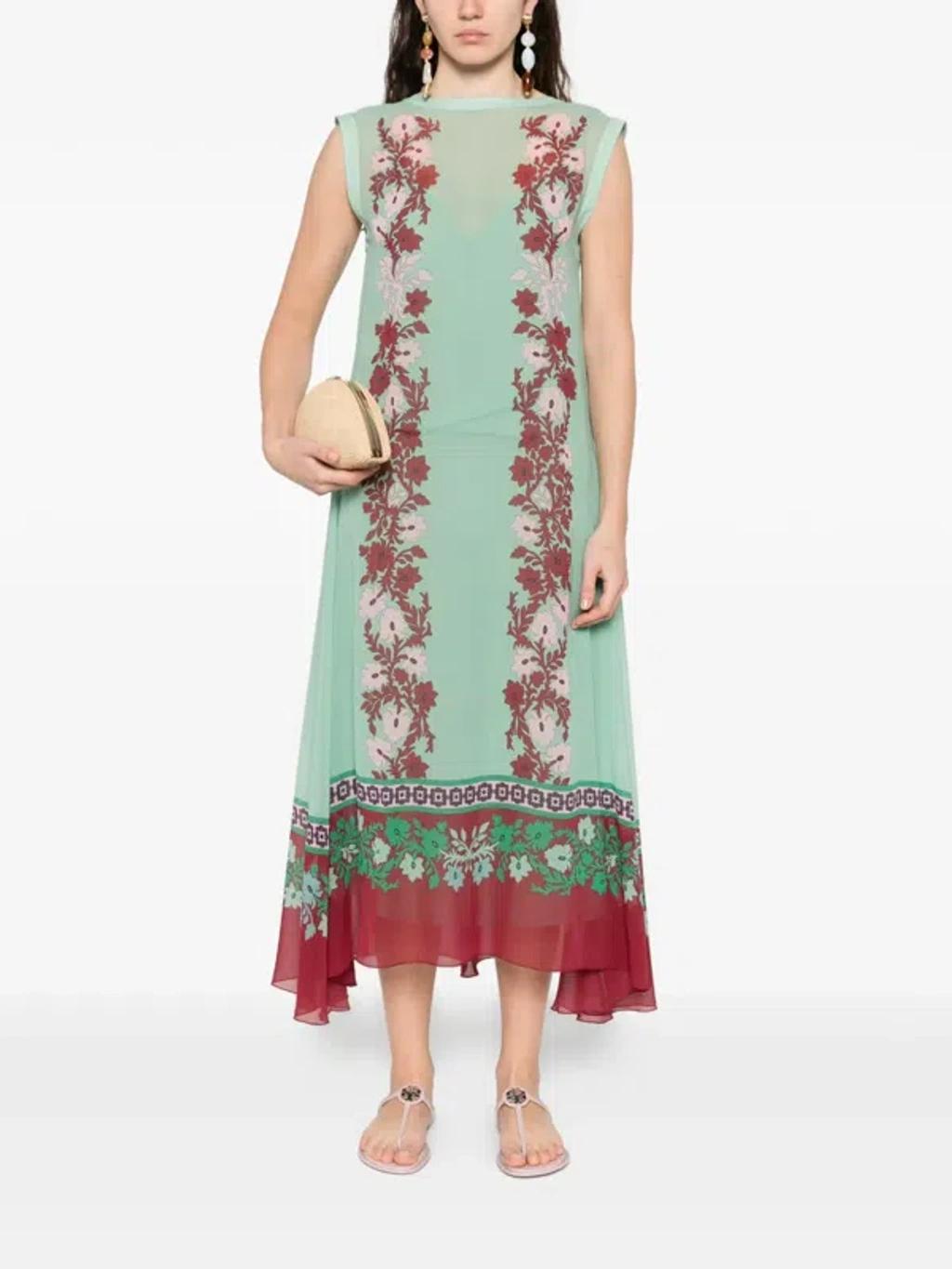 LA DOUBLEJ Silk Chiffon Printed Maxi Dress In Multi Product Image