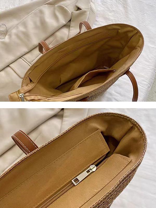 Split-Joint Woven Shoulder Bags Tote Bags Product Image