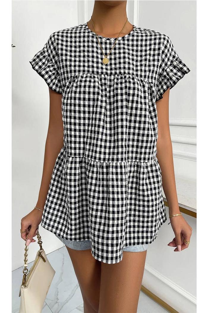 Plaid Ruffle Top Product Image