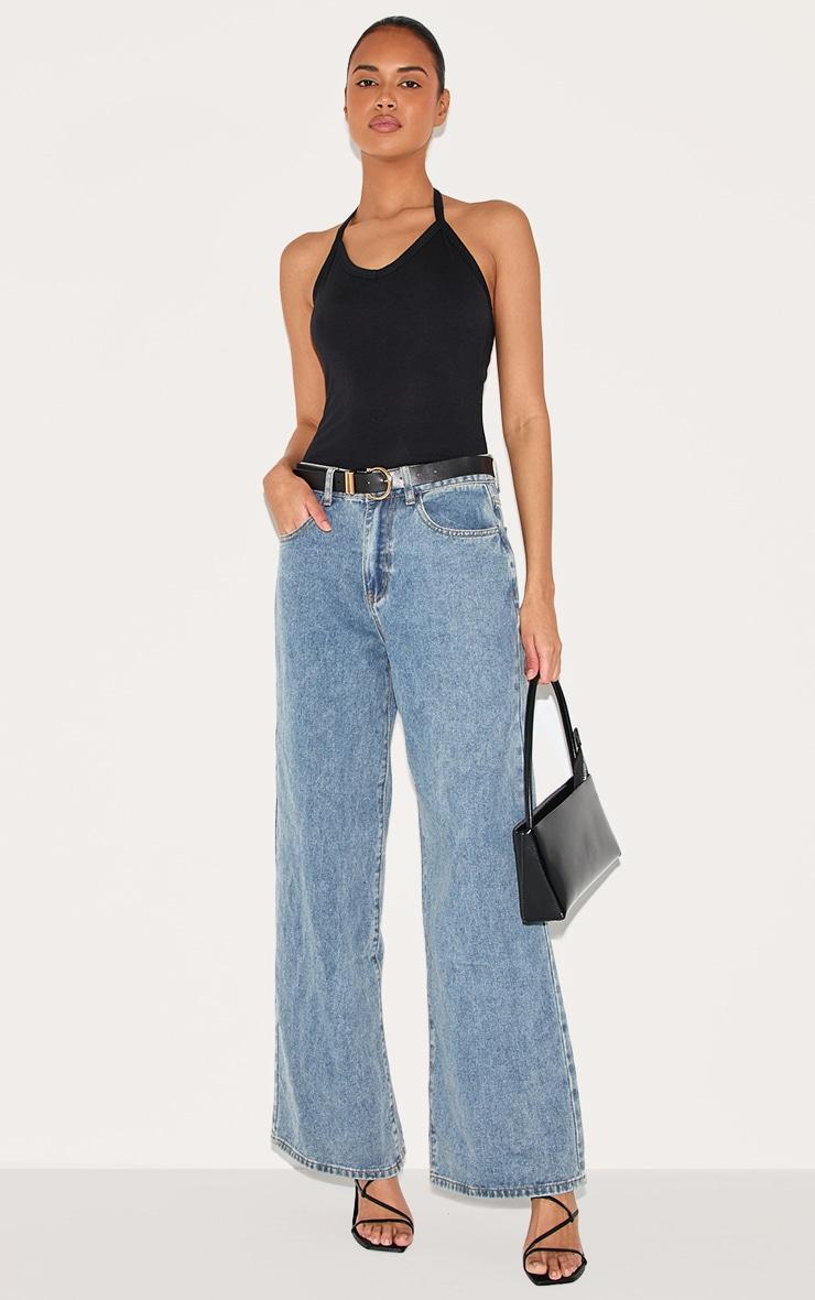 Black Modal Cotton Strappy Scoop Bodysuit Product Image