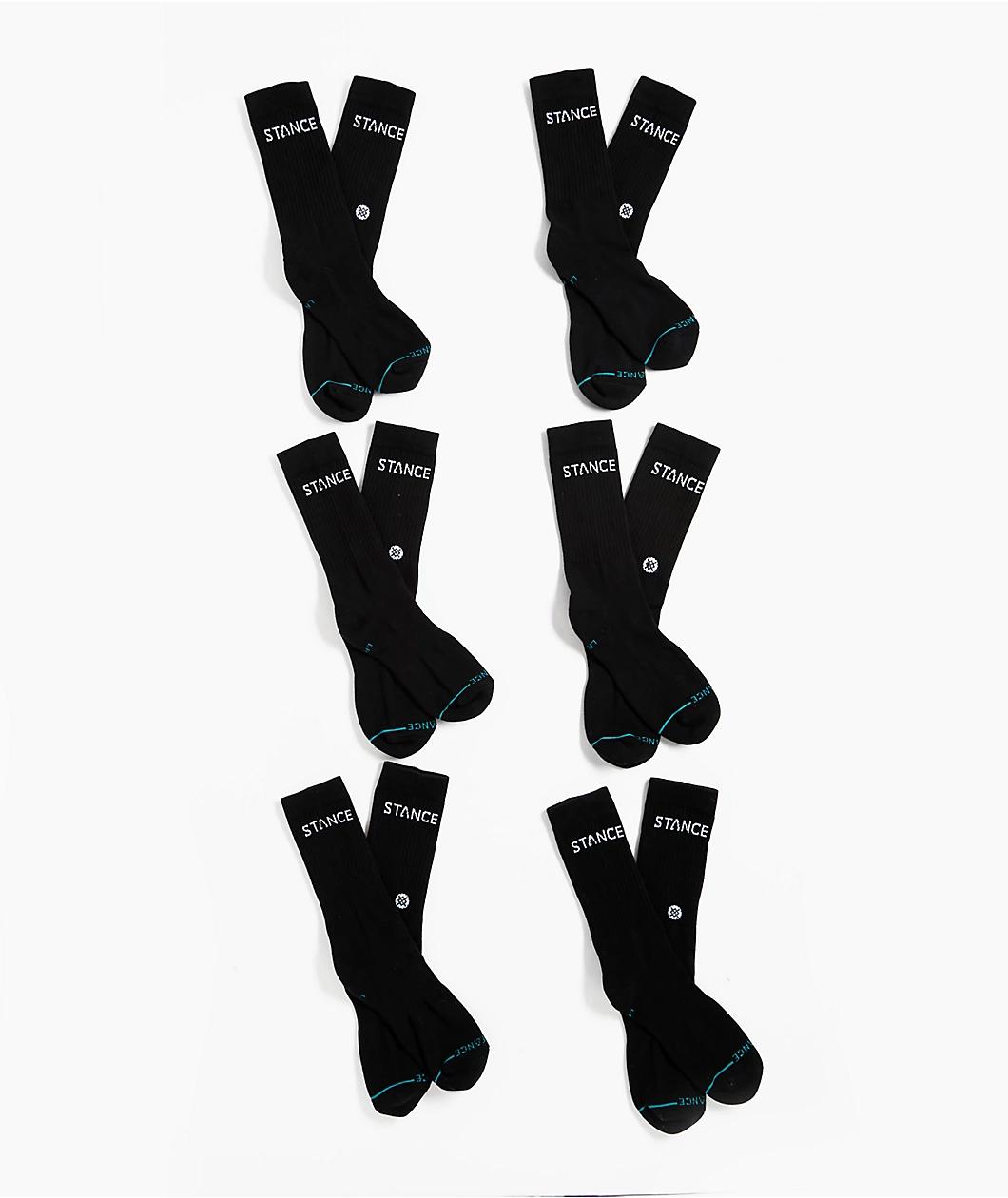 Stance Origin 6 Pack Black Crew Socks Product Image