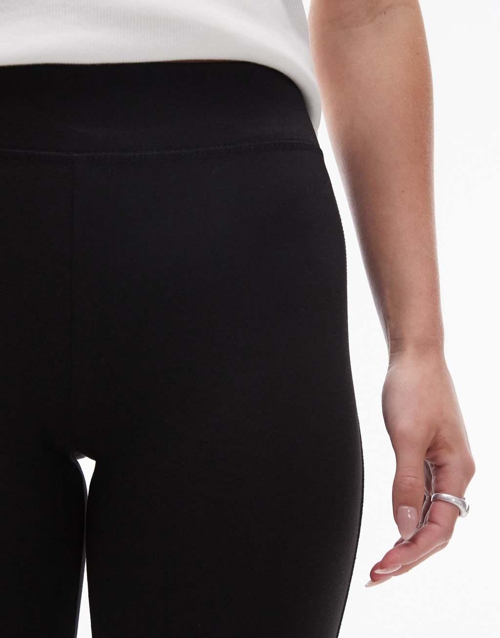 Topshop Petite full length heavy weight leggings in black Product Image
