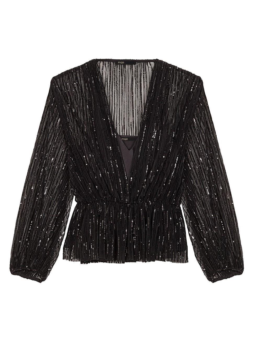 Womens Belted Sequin Top Product Image
