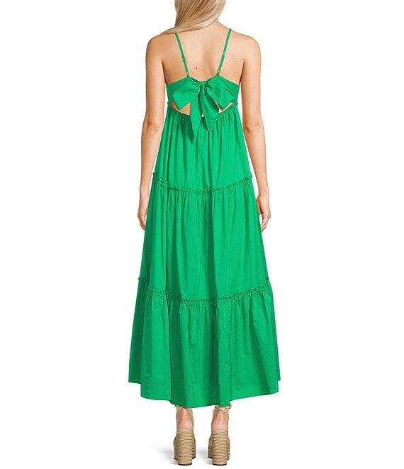 GB Tiered V-Neck Sleeveless Tie-Back Maxi Dress Product Image