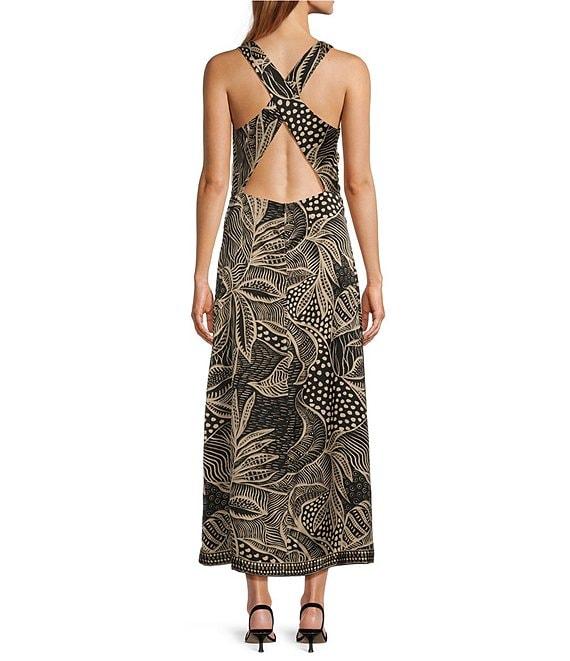 Antonio Melani Kimi Sleeveless Halter Neck Satin Midi Dress Product Image