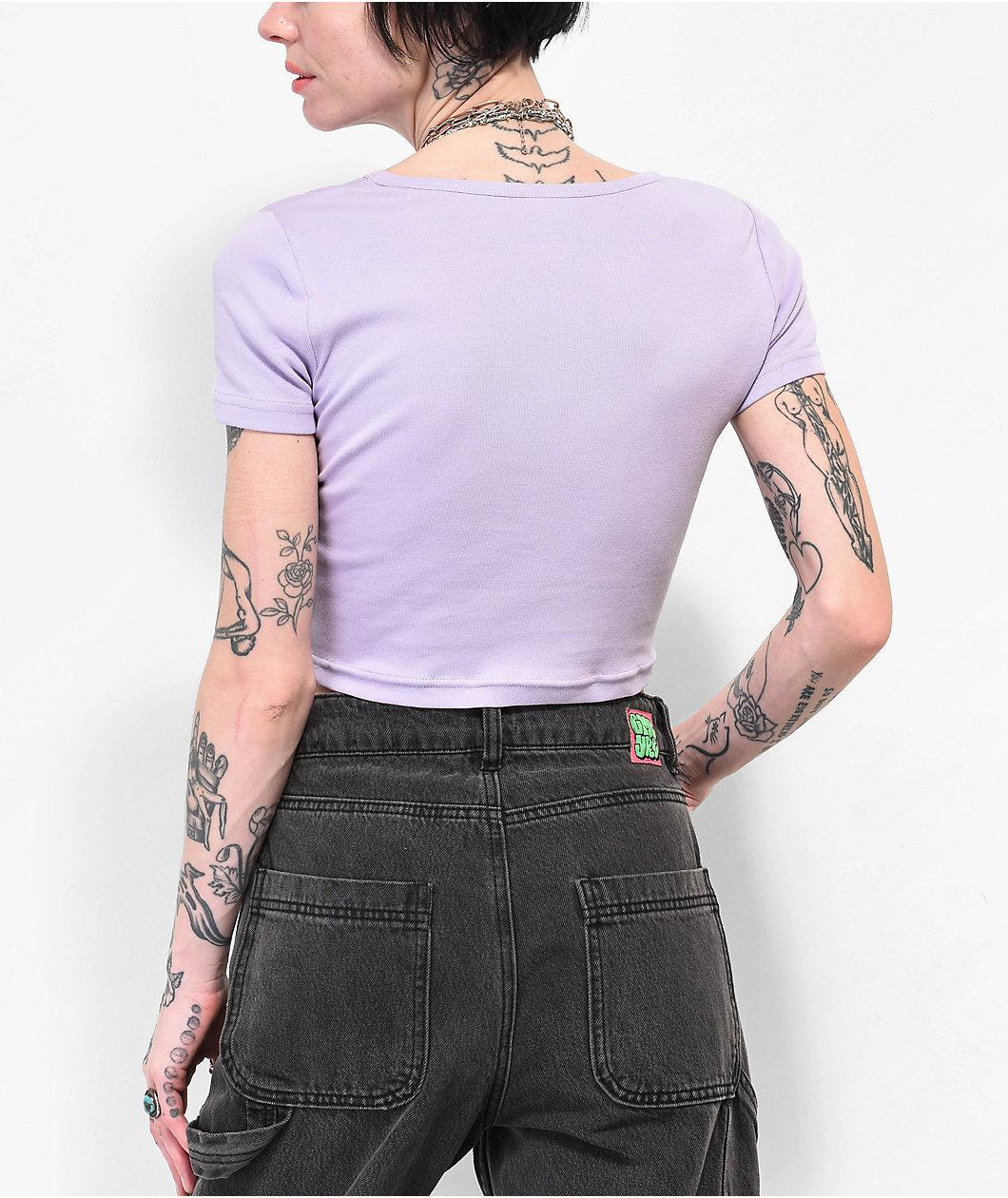 A.LAB Tracie Triangle Hem Purple Crop T-Shirt Product Image