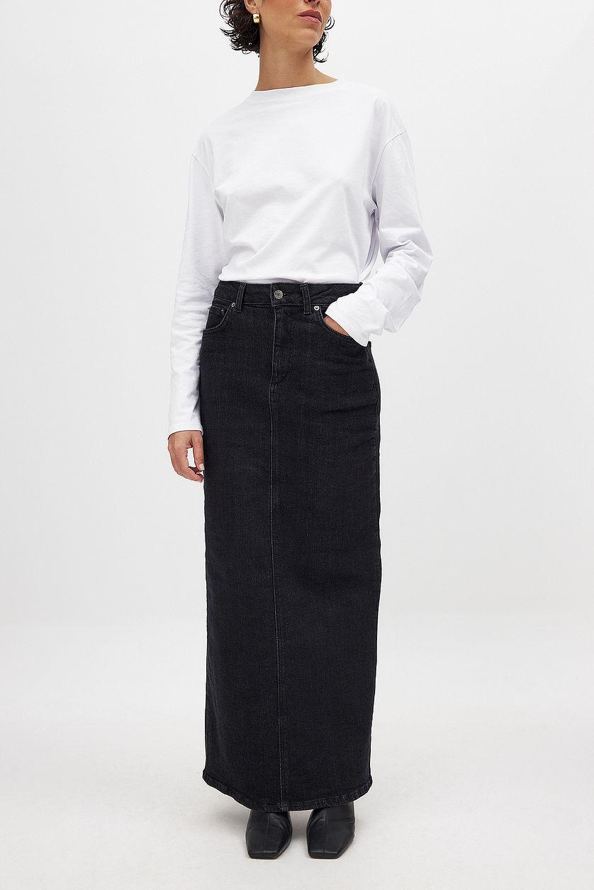 Denim Maxi Skirt Product Image