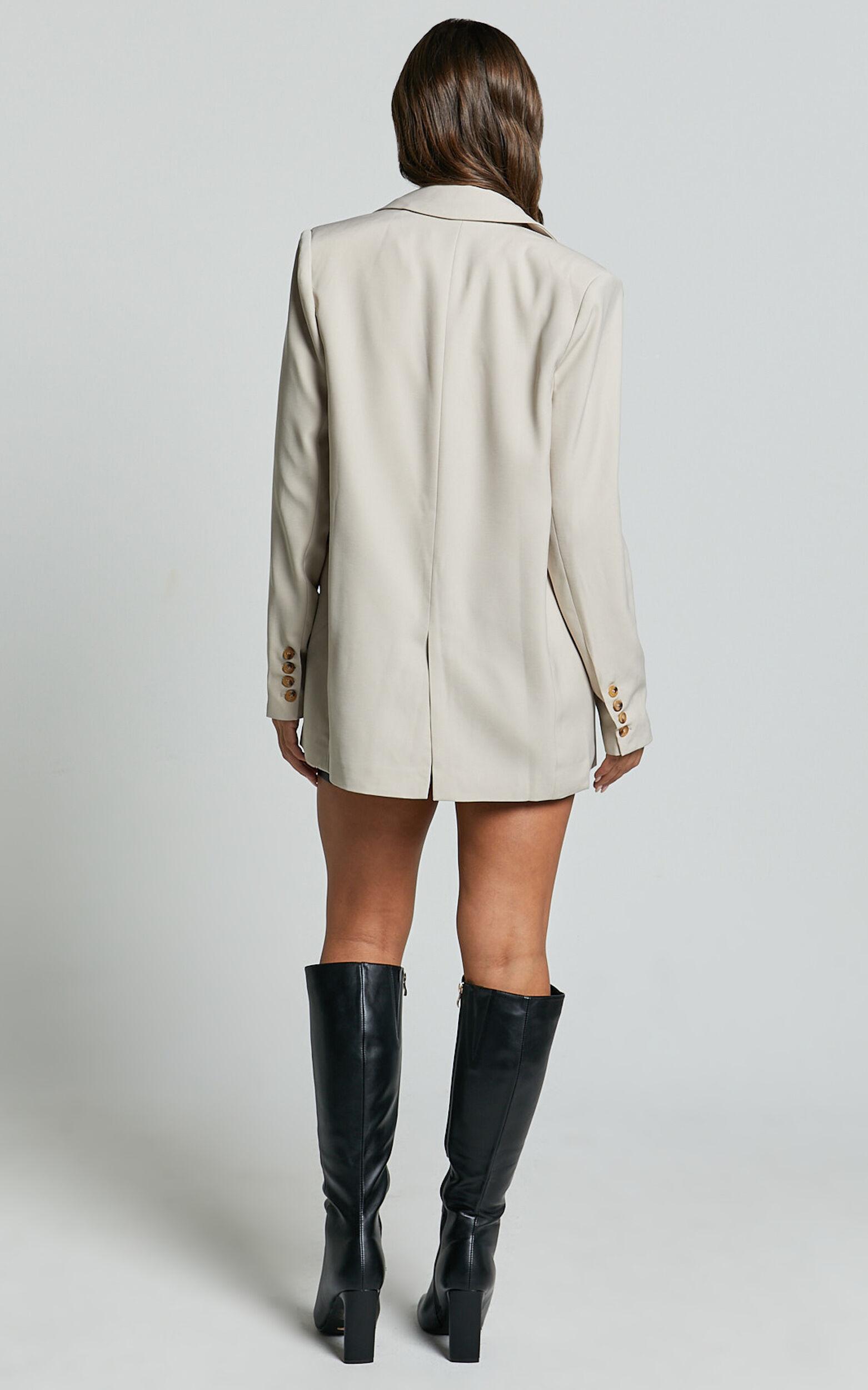 Caralina Blazer - Oversized Single Breasted Blazer in Stone Product Image