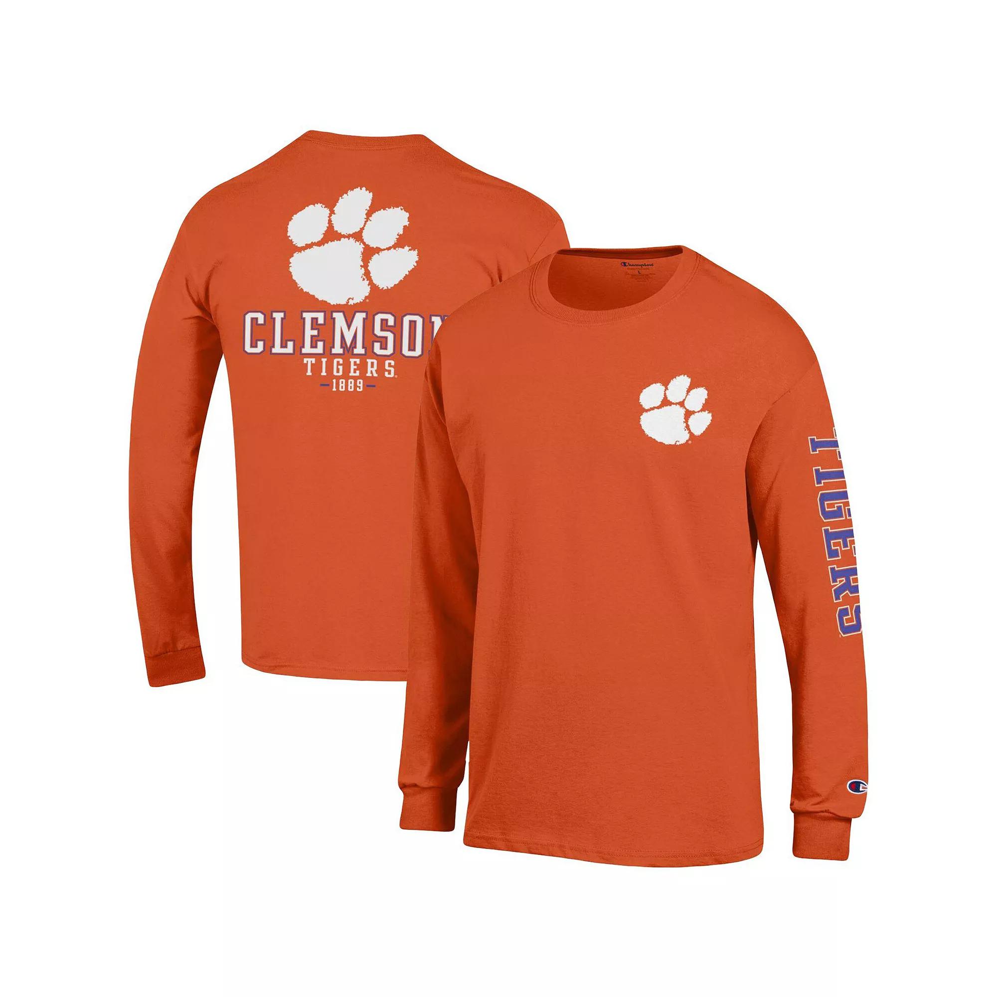 Men's Champion Orange Clemson Tigers Team Stack Long Sleeve T-Shirt,  Product Image